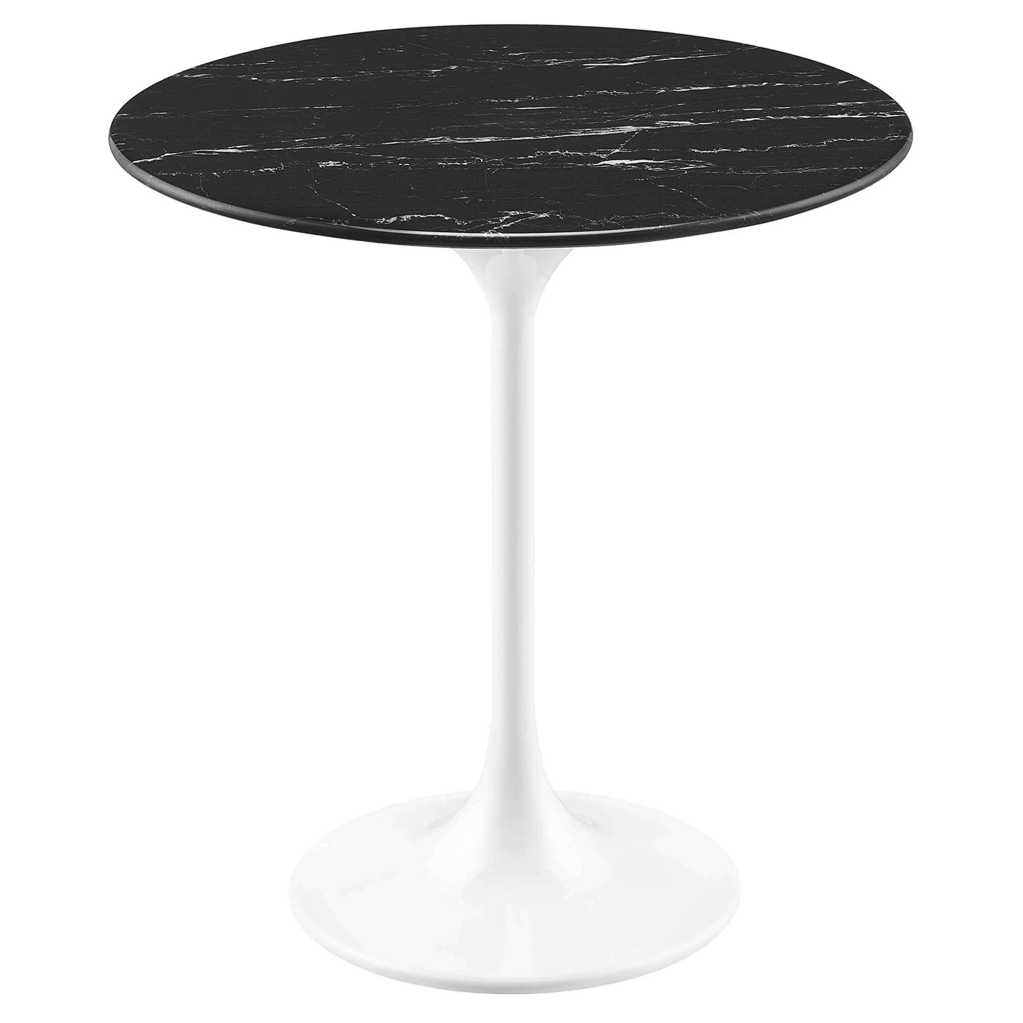 Lippa Round Artificial Marble Side Table - White Black