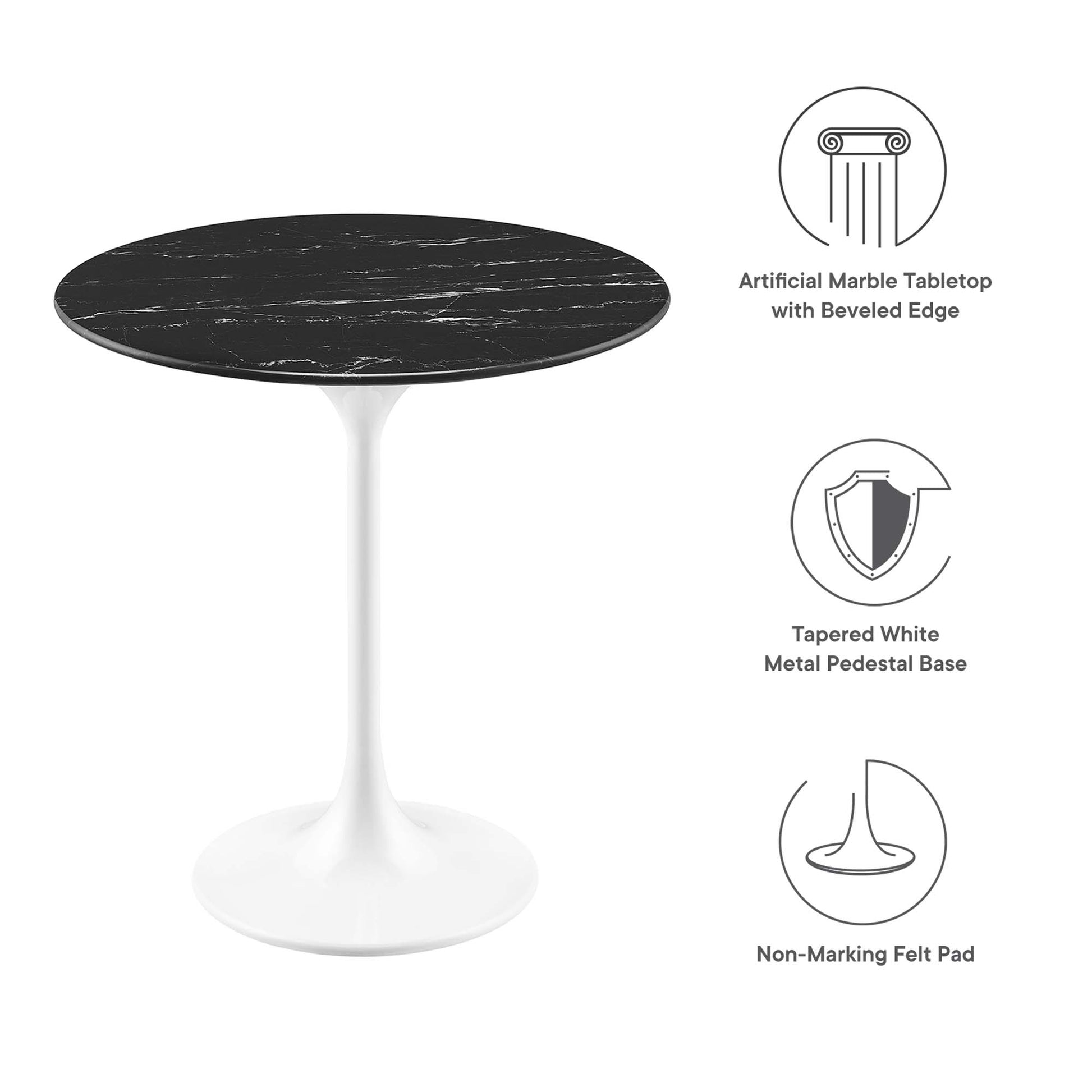 Lippa Round Artificial Marble Side Table - White White