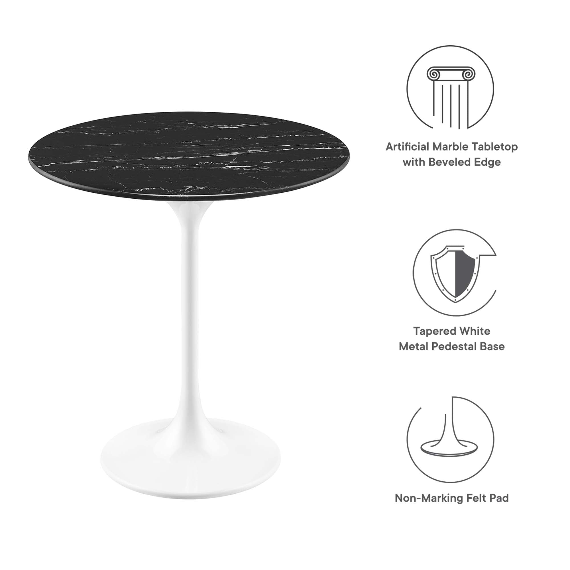 Lippa Round Artificial Marble Side Table - White White