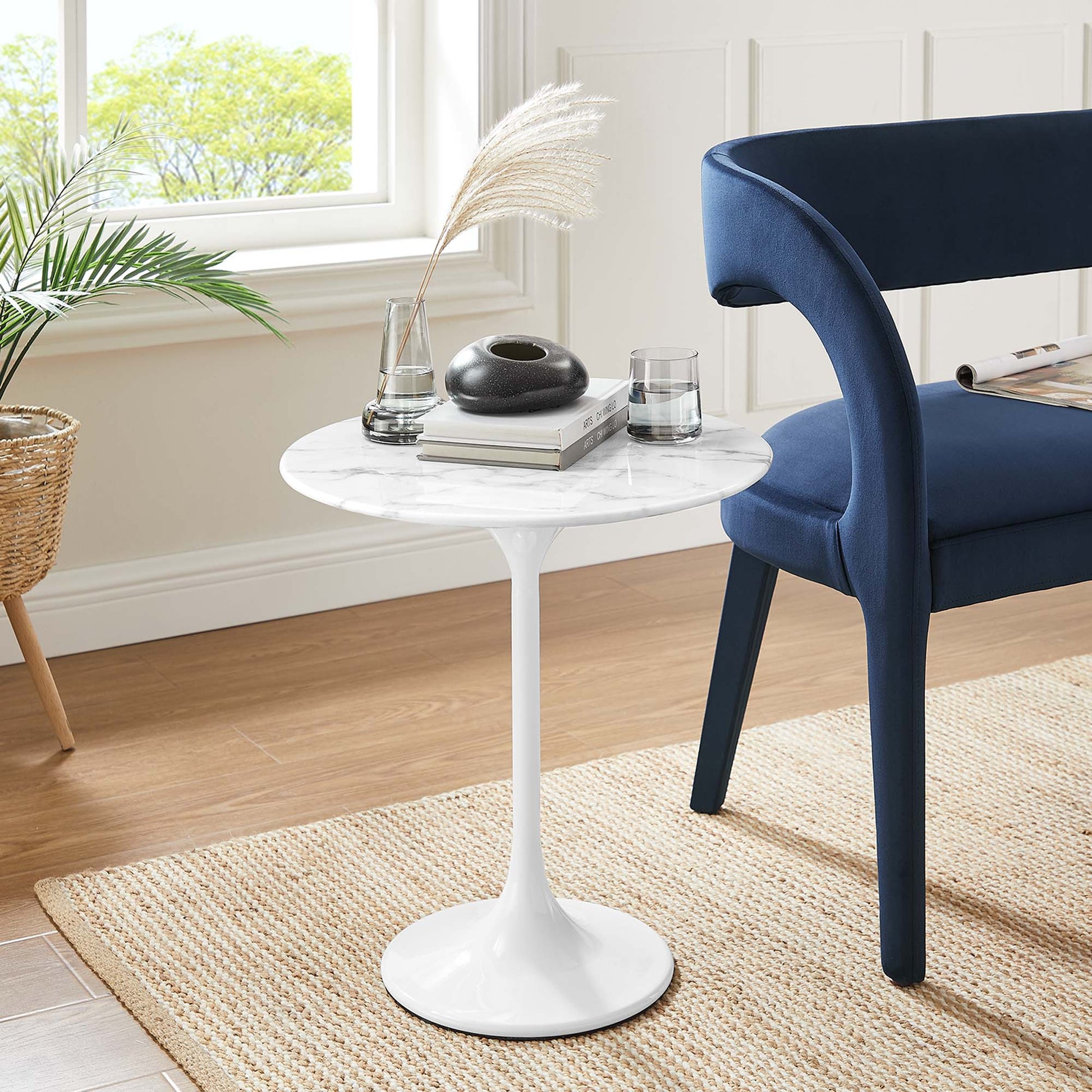 Lippa Round Artificial Marble Side Table