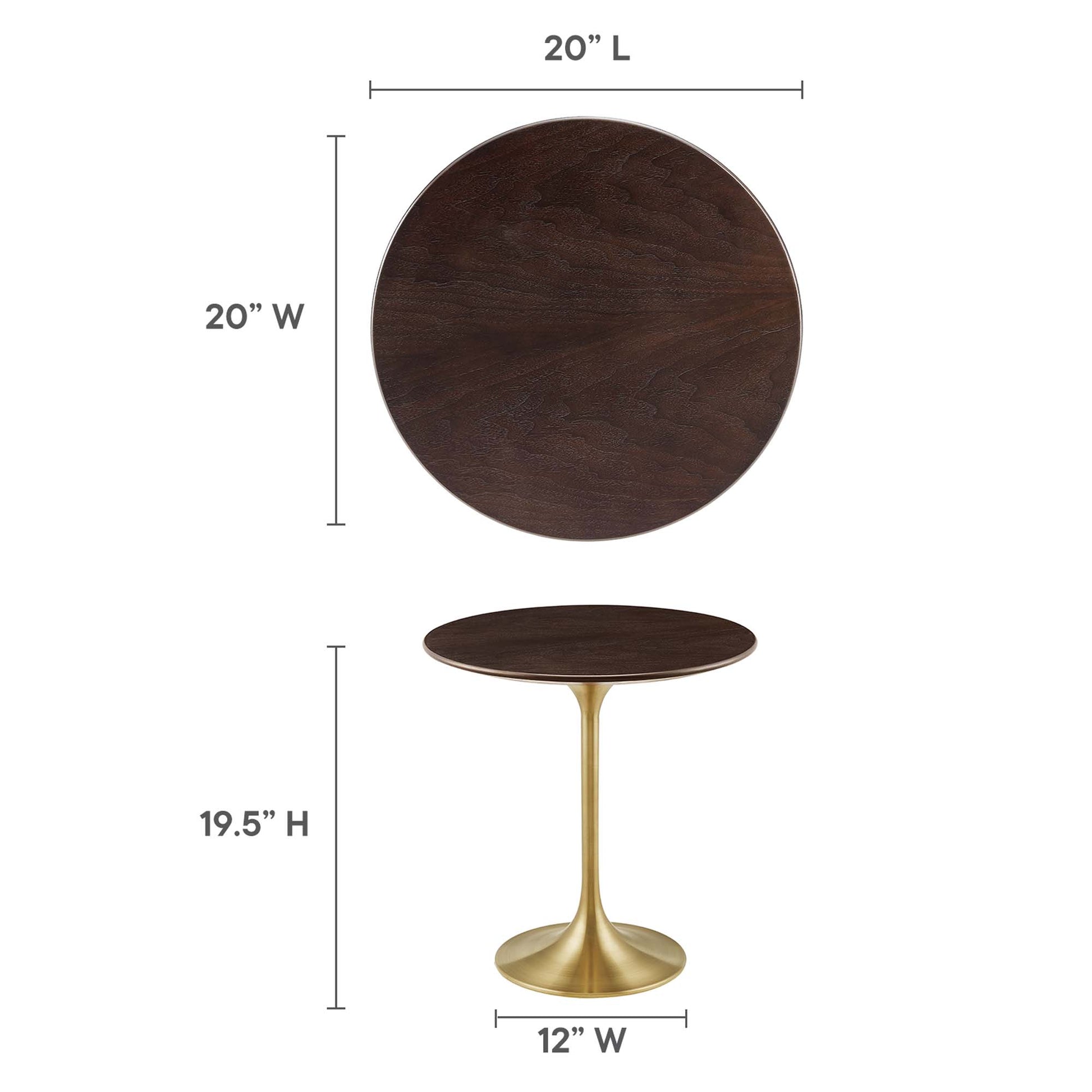 Lippa 20" Round Wood Side Table - Gold Walnut