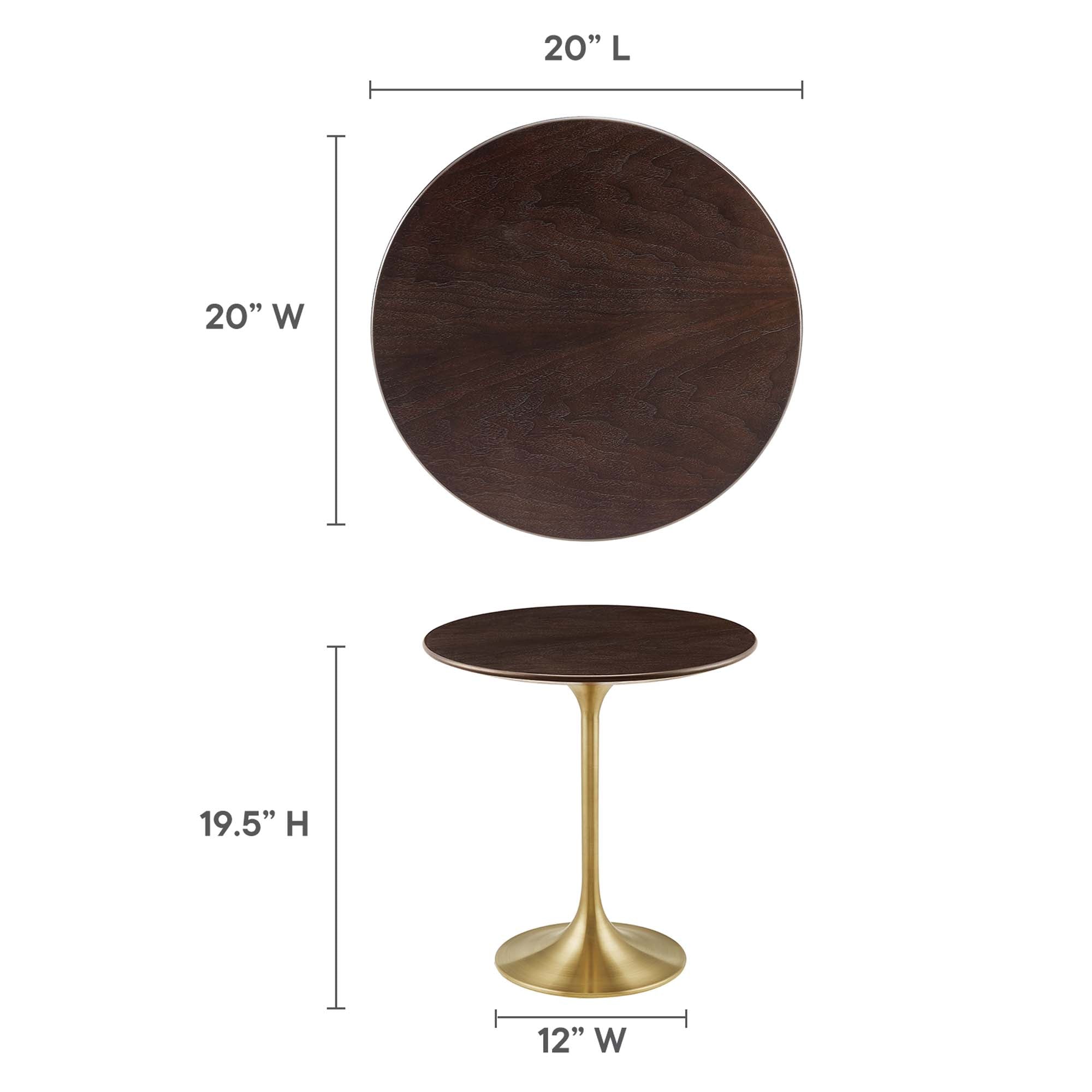 Lippa 20" Round Wood Side Table - Gold Walnut