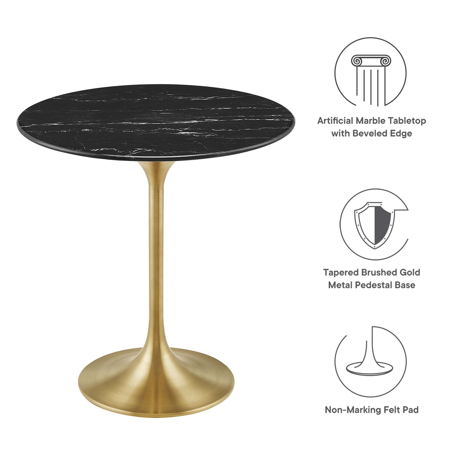 Lippa 20" Round Faux Marble Side Table - Gold White