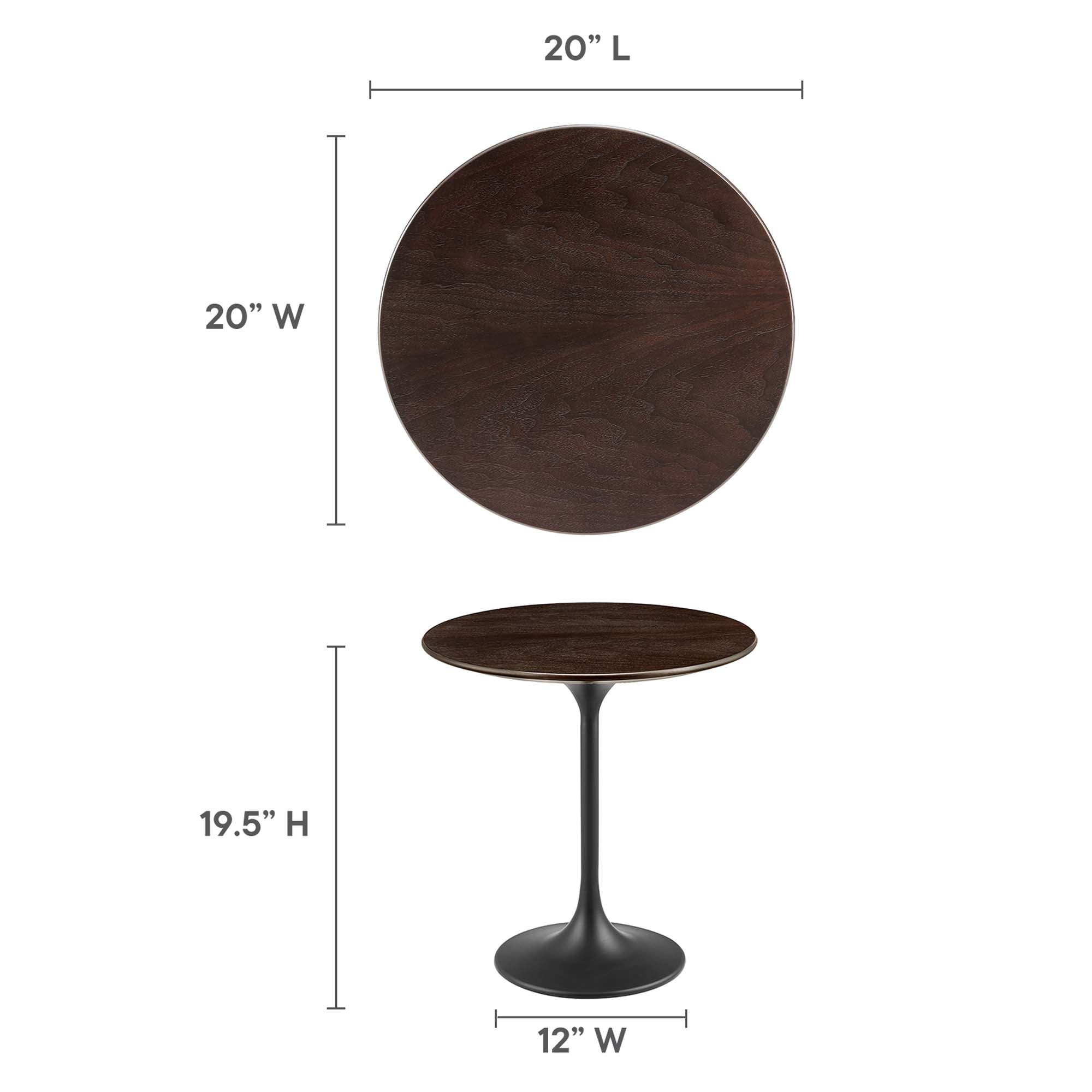 Lippa 20" Round Wood Side Table - Black Walnut