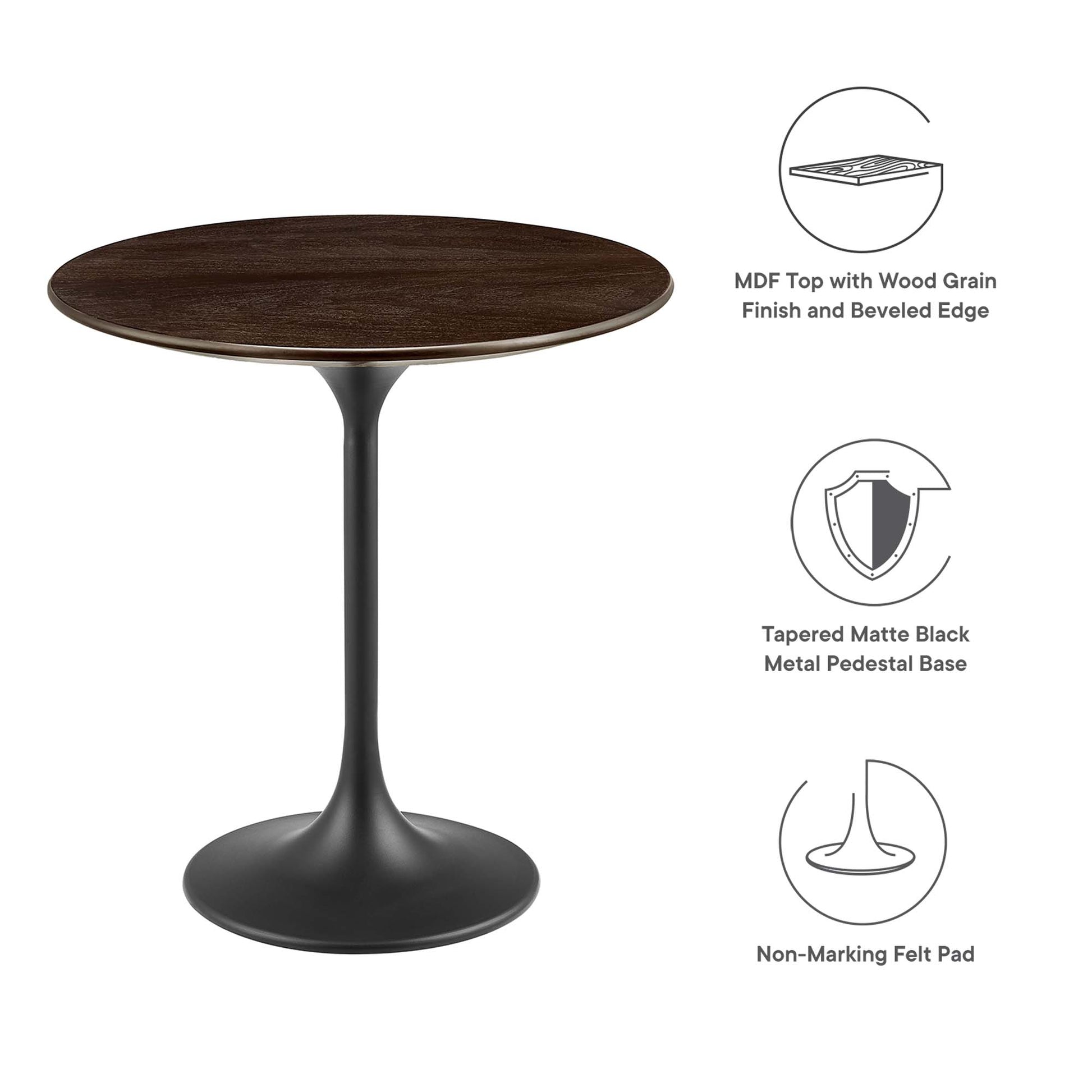 Lippa 20" Round Wood Side Table - Black Natural