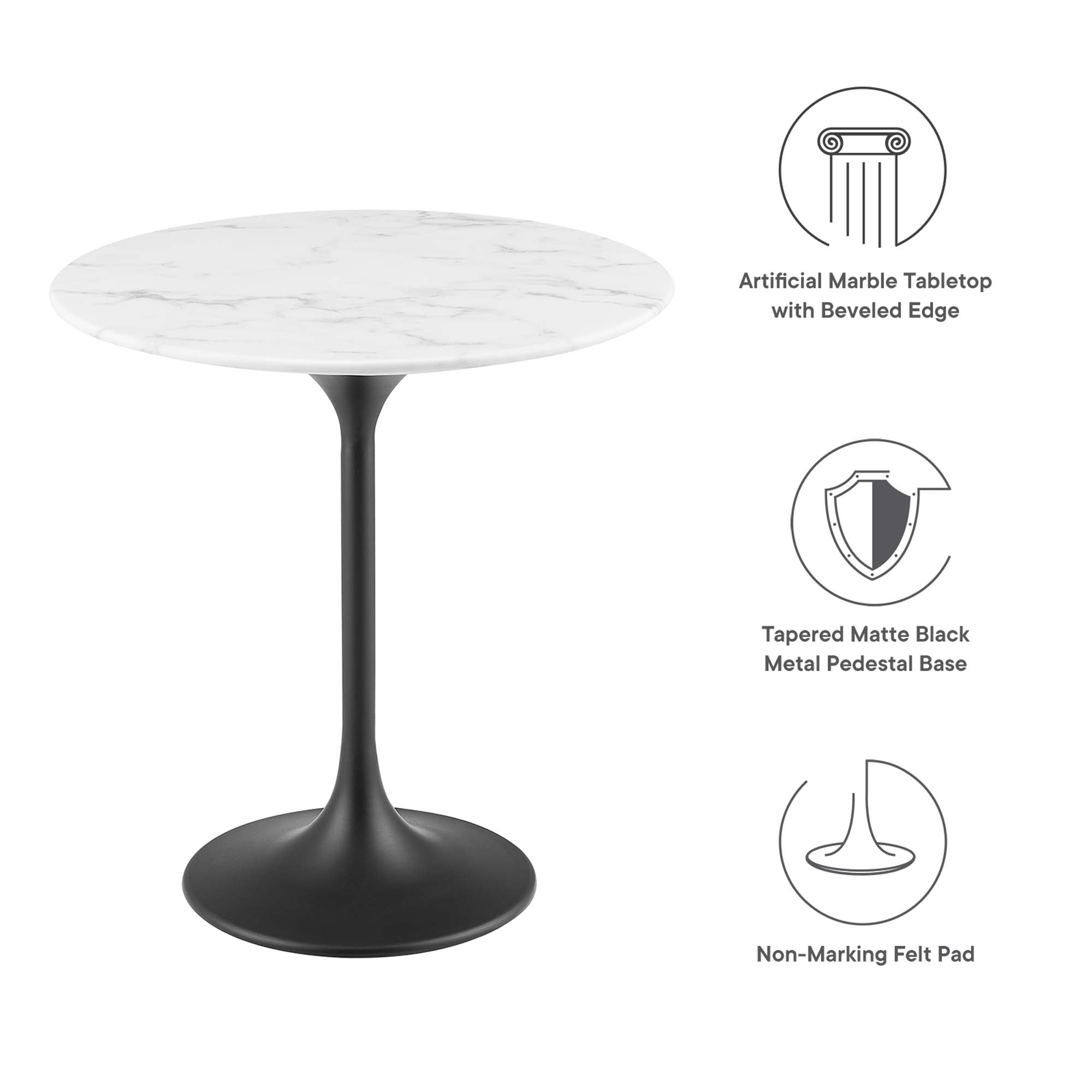 Lippa 20" Round Faux Marble Side Table