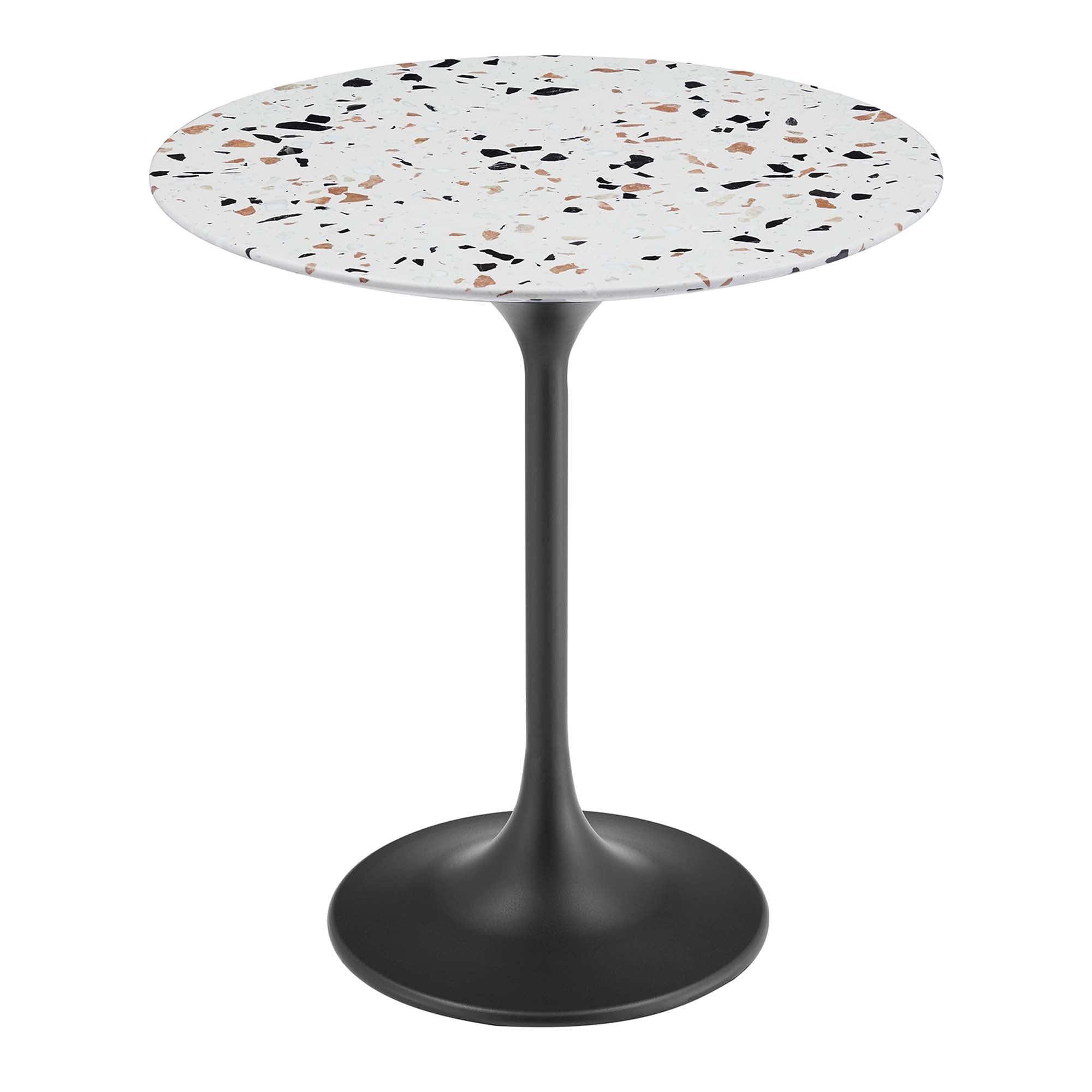 Lippa 20" Round Terrazzo Side Table - Black Terrazzo
