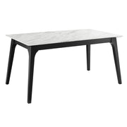 Juxtapose 63" Rectangular Performance Artificial Marble Dining Table - Black White