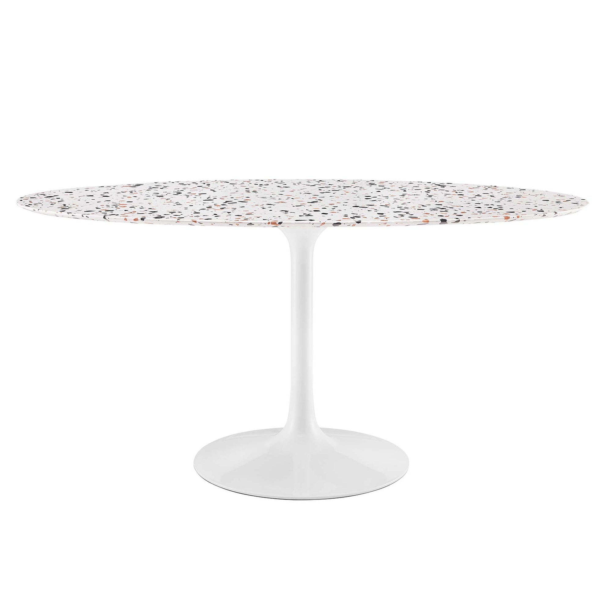 Lippa Oval Terrazzo Dining Table - White White