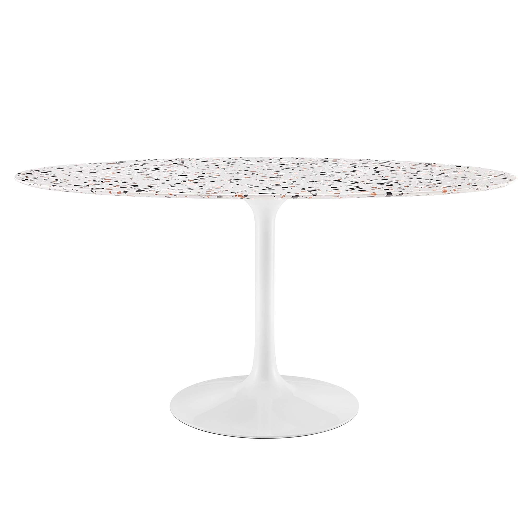 Lippa Oval Terrazzo Dining Table - White White