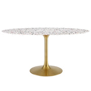Lippa 60" Oval Terrazzo Dining Table - Gold White