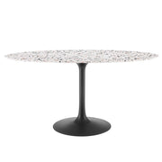 Lippa 60" Oval Terrazzo Dining Table - Black White