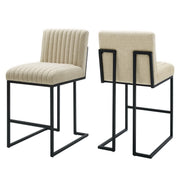 Indulge Channel Tufted Fabric Counter Stools - Set of 2 - Beige