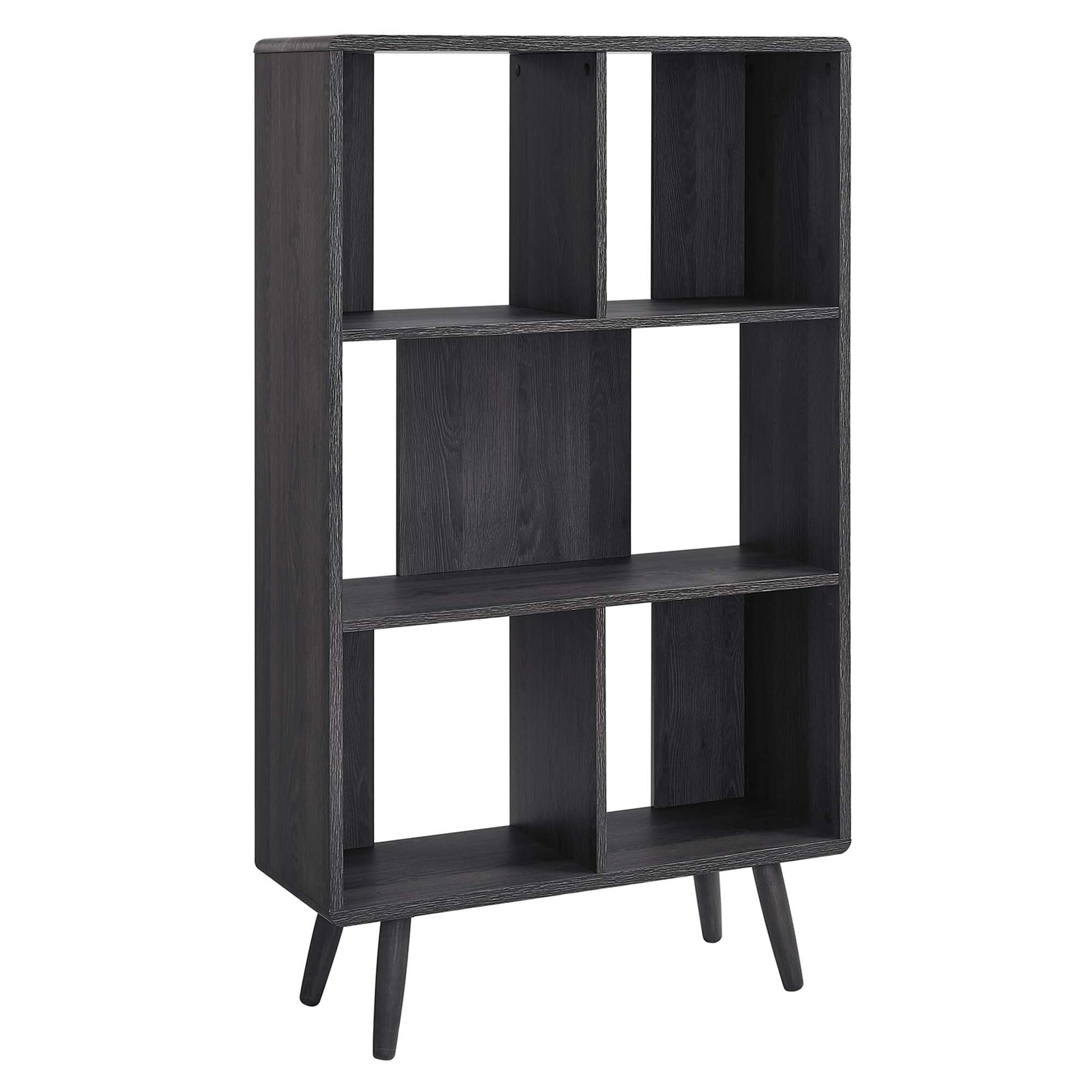 Transmit 5 Shelf Wood Grain Bookcase - Charcoal