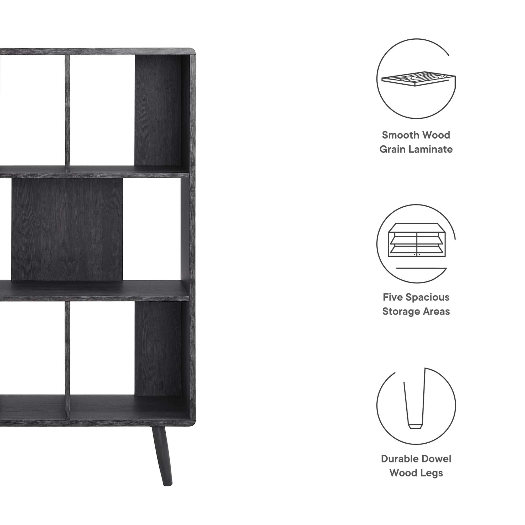Transmit 5 Shelf Wood Grain Bookcase - Oak