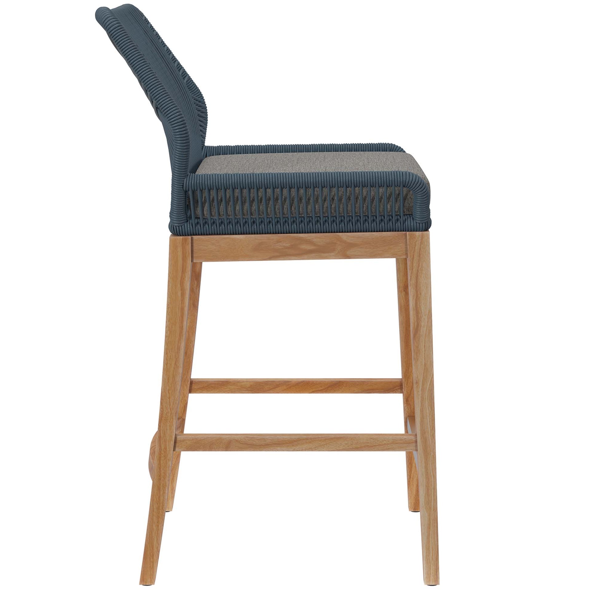 Wellspring Outdoor Patio Teak Wood Bar Stool - Light Gray Greige