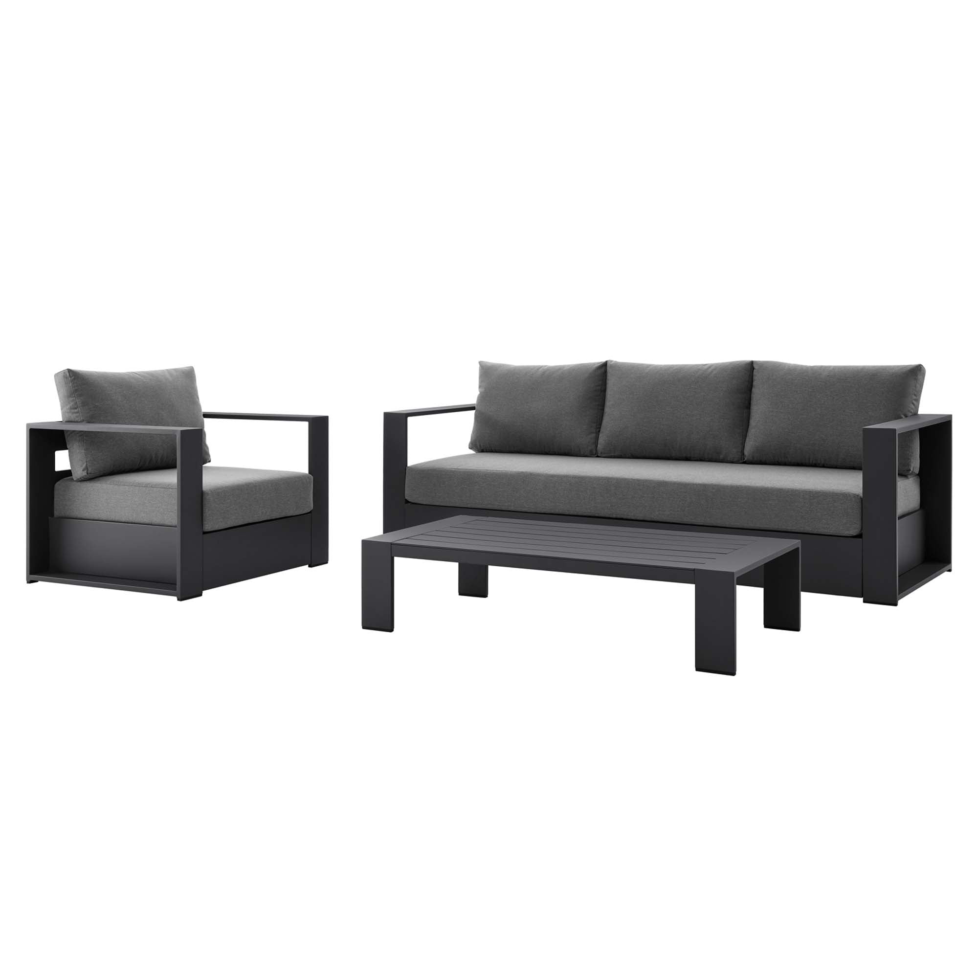 Tahoe 3-Piece Outdoor Patio Powder-Coated Aluminum Set - Gray Charcoal