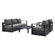 Tahoe 4-Piece Outdoor Patio Powder-Coated Aluminum Set - Gray Charcoal