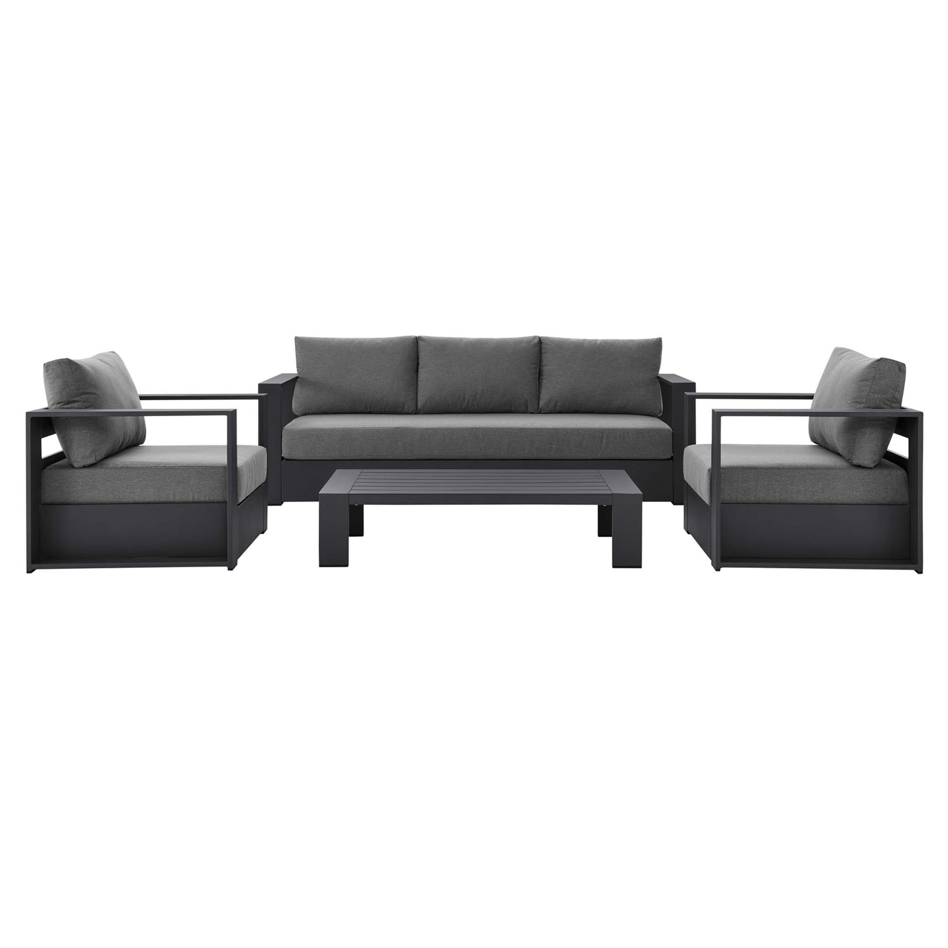 Tahoe 4-Piece Outdoor Patio Powder-Coated Aluminum Set - White Gray