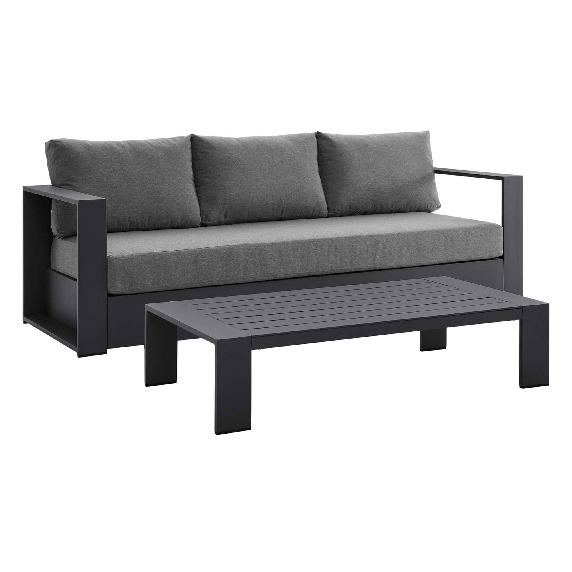 Tahoe 2-Piece Outdoor Patio Powder-Coated Aluminum Set - Gray Charcoal