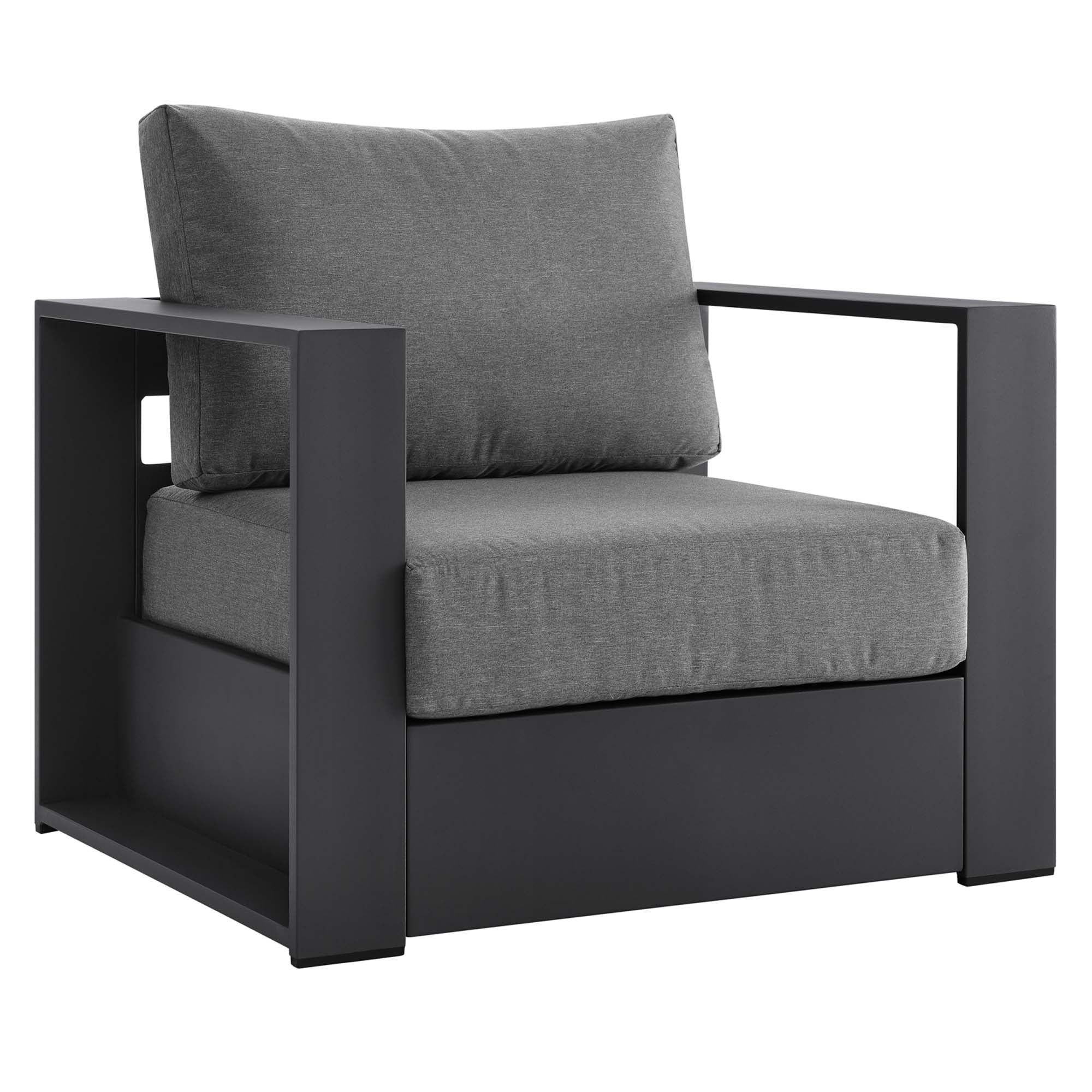 Tahoe 2-Piece Outdoor Patio Powder-Coated Aluminum Armchair Set - Gray White