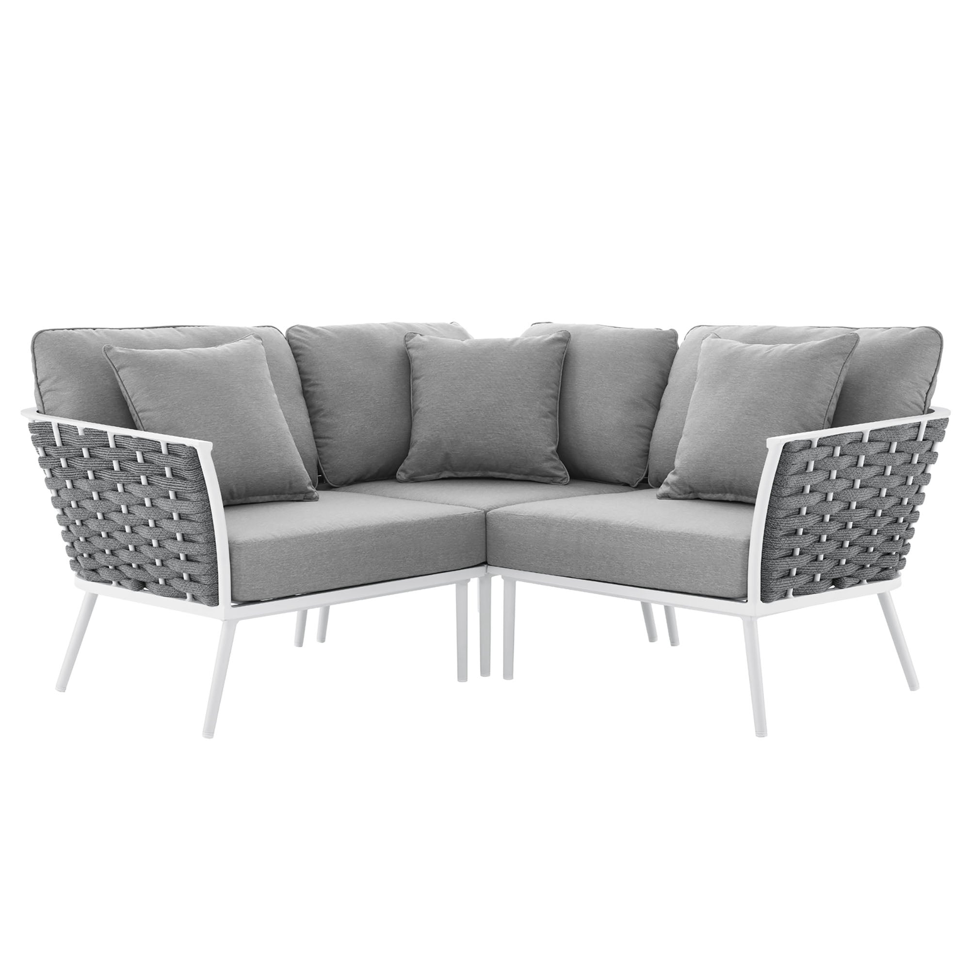 Stance Outdoor Patio Aluminum Small Sectional Sofa - White Gray