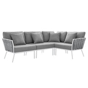 Stance Outdoor Patio Aluminum Large Sectional Sofa - White Gray