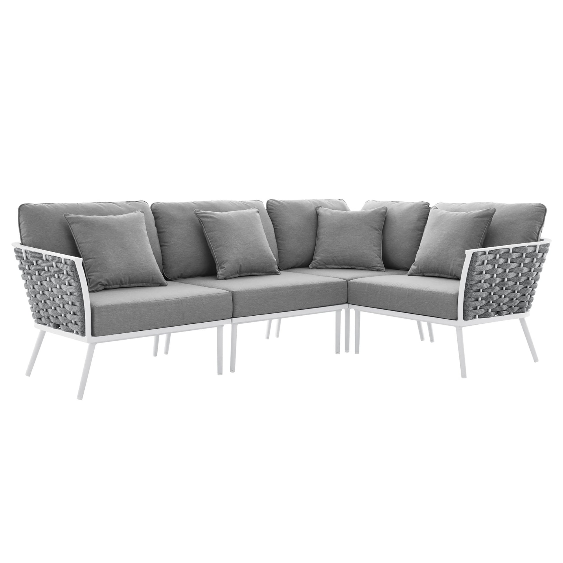 Stance Outdoor Patio Aluminum Large Sectional Sofa - White Gray