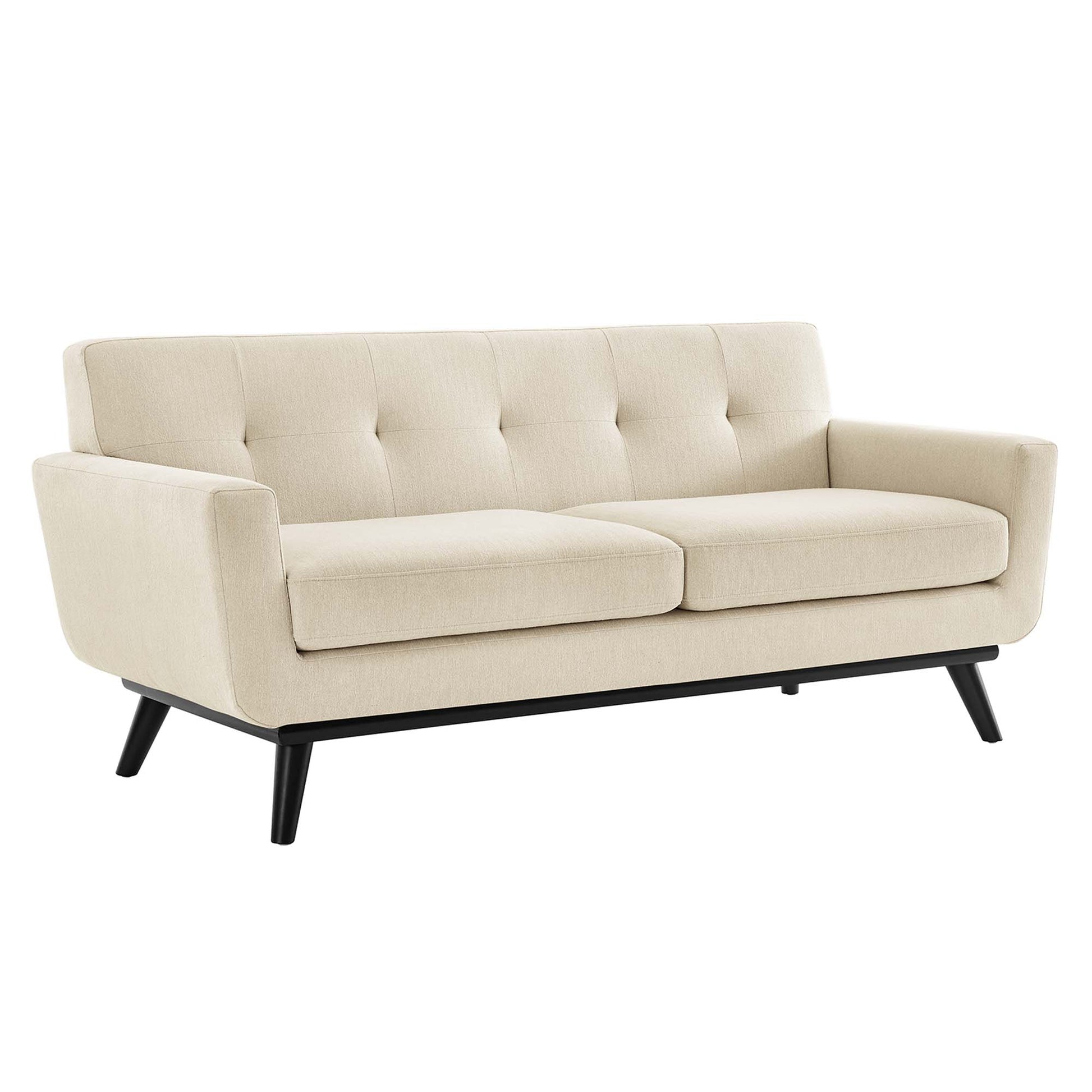 Engage Herringbone Fabric Loveseat - Beige