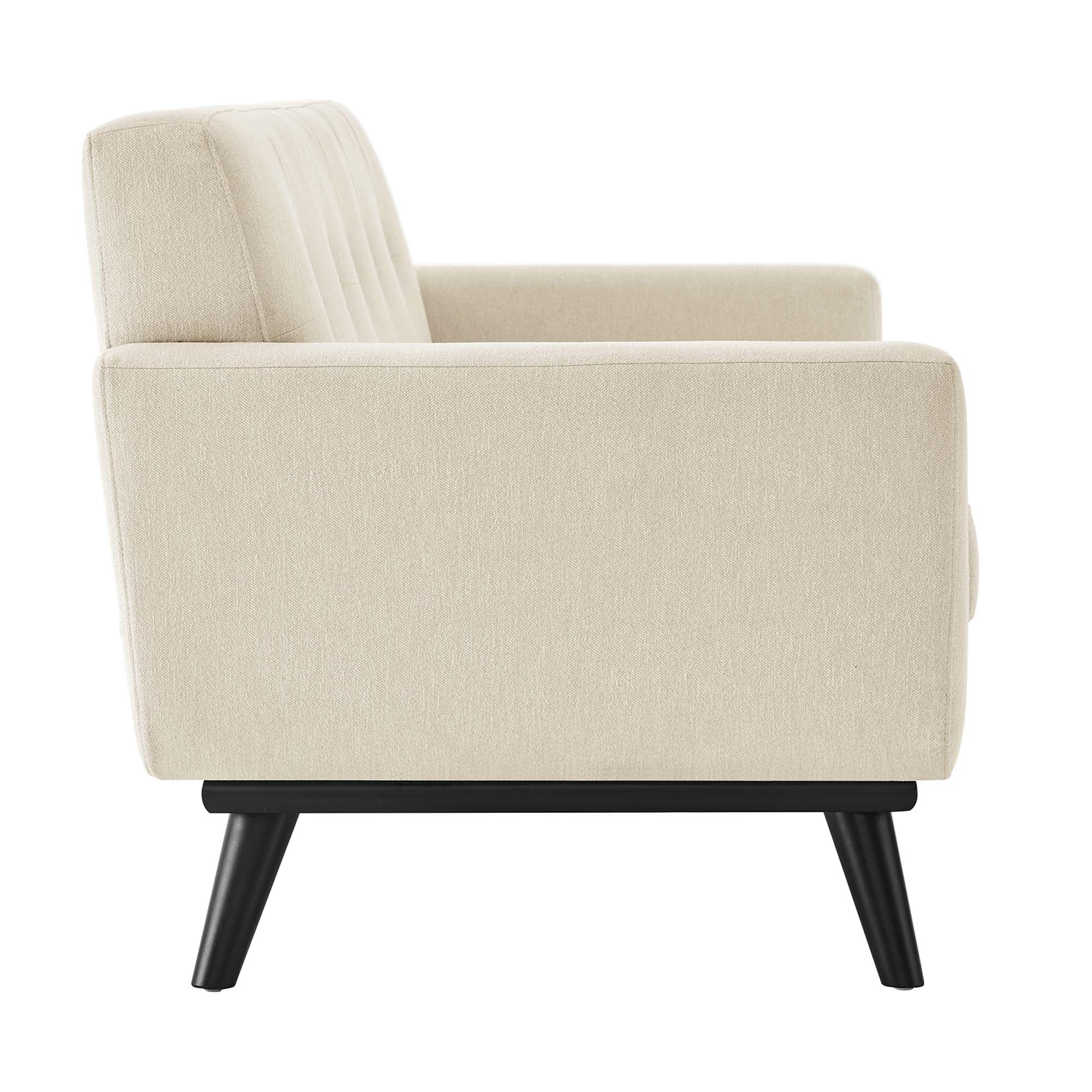Engage Herringbone Fabric Loveseat - Ivory