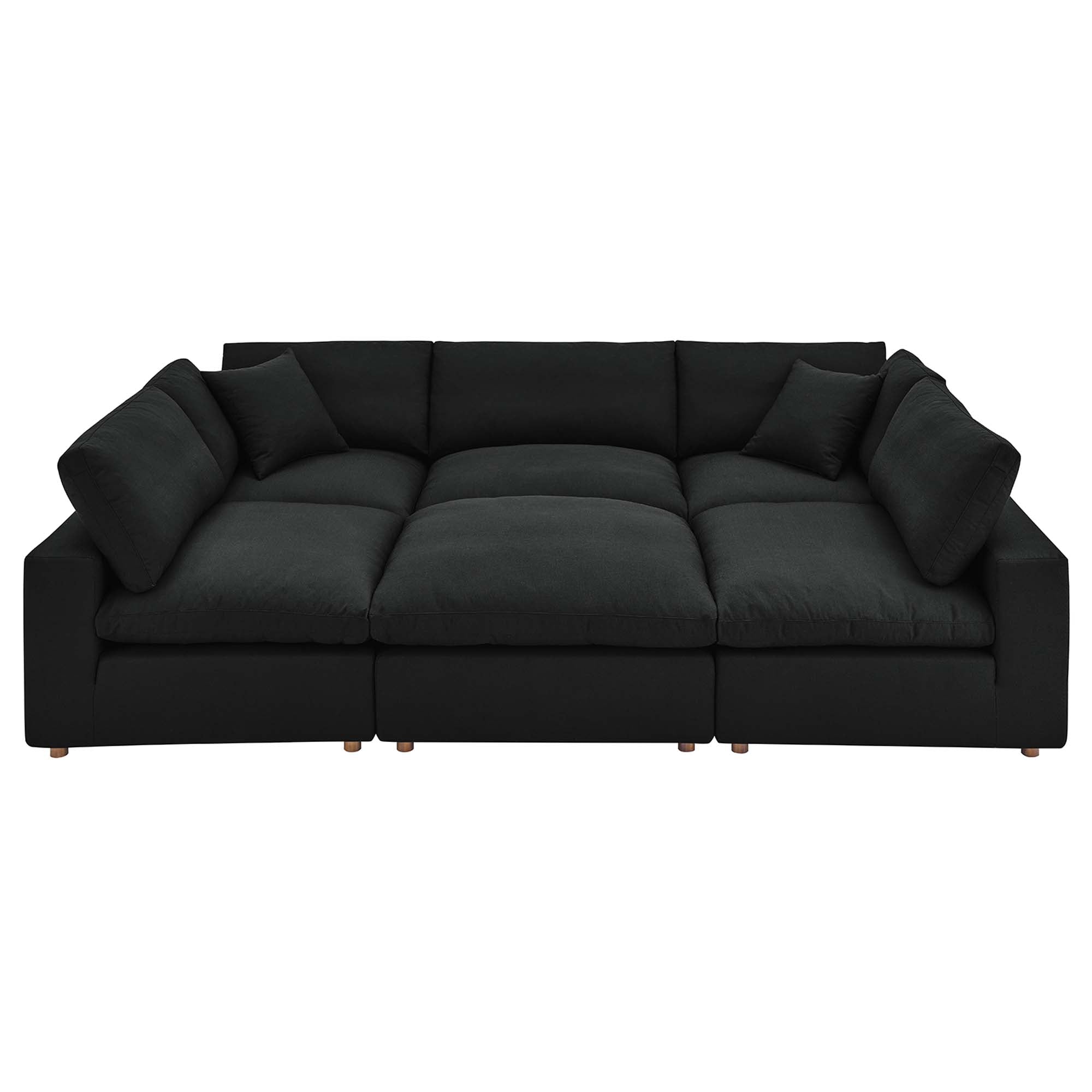 Commix 6-Piece Down Filled Overstuffed Sectional Sofa - Black