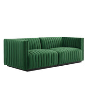 Conjure Channel Tufted Performance Velvet Loveseat - Black Emerald