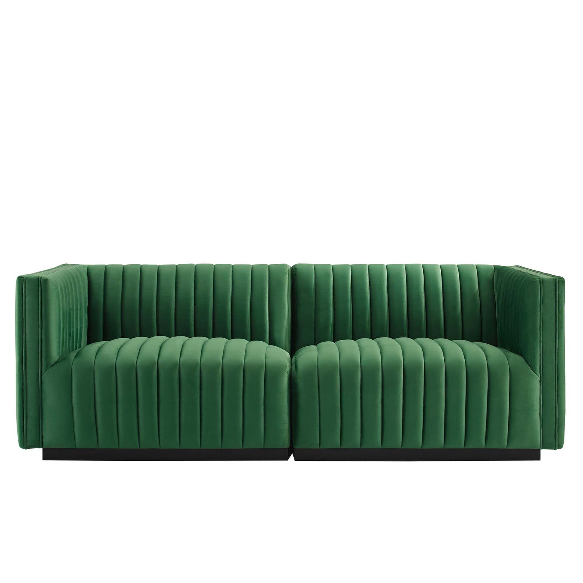 Conjure Channel Tufted Performance Velvet Loveseat - Black Midnight Blue