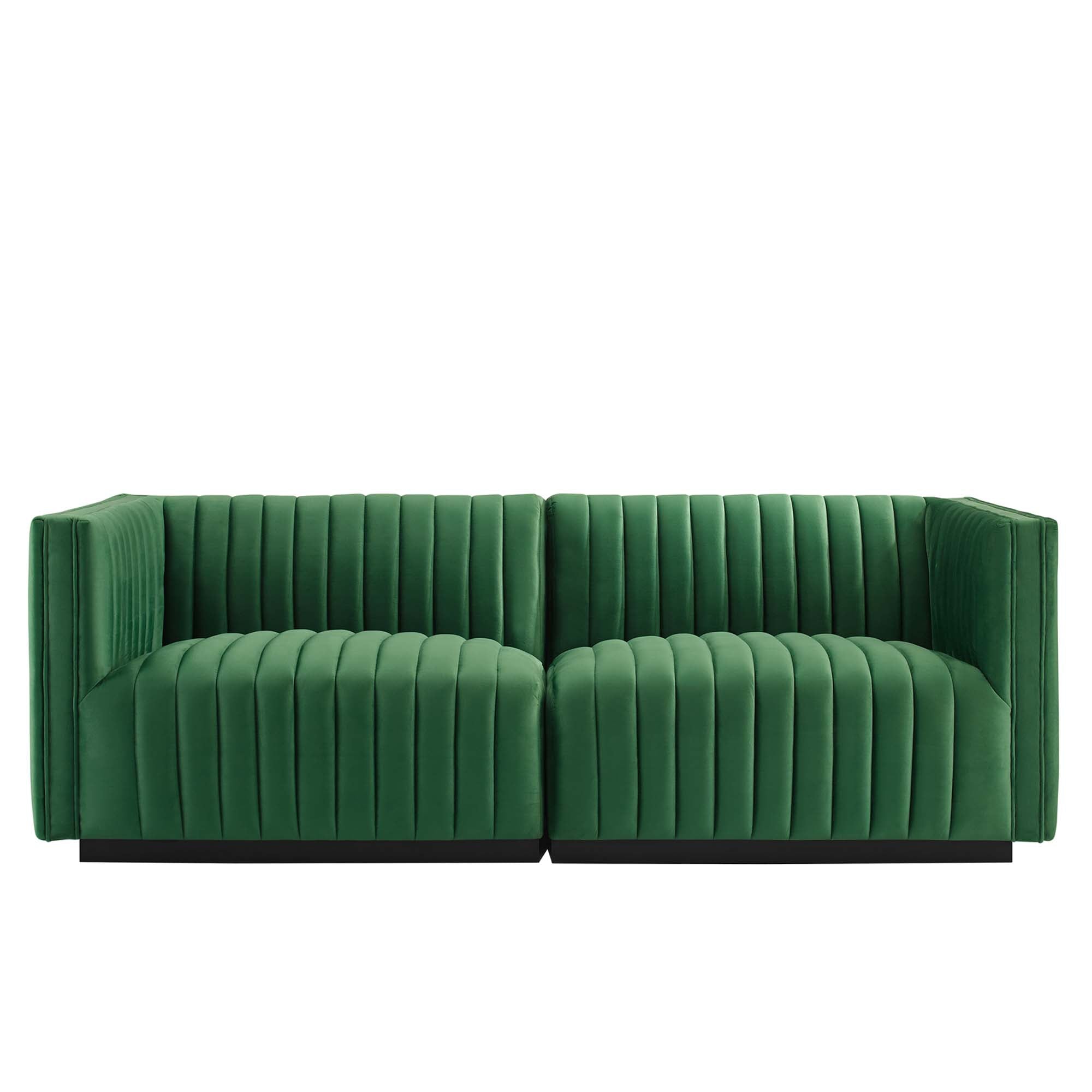 Conjure Channel Tufted Performance Velvet Loveseat - Black Midnight Blue