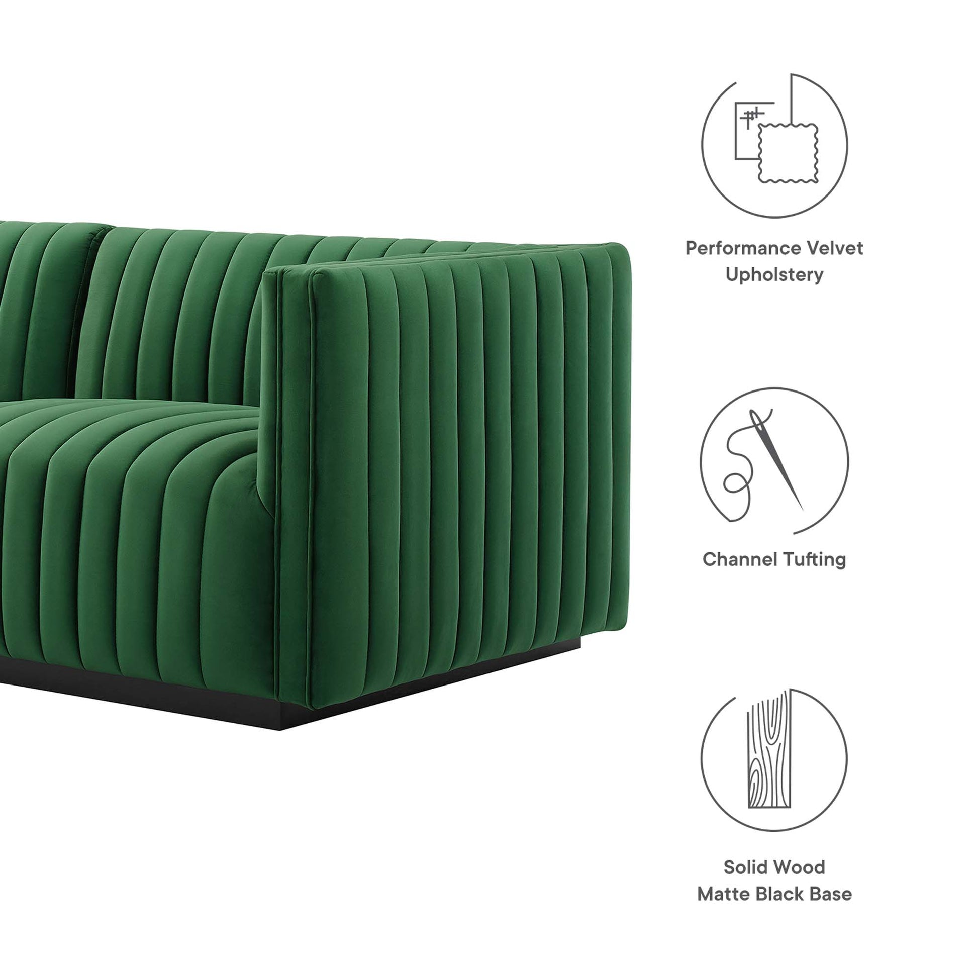 Conjure Channel Tufted Performance Velvet Loveseat - Black Gray