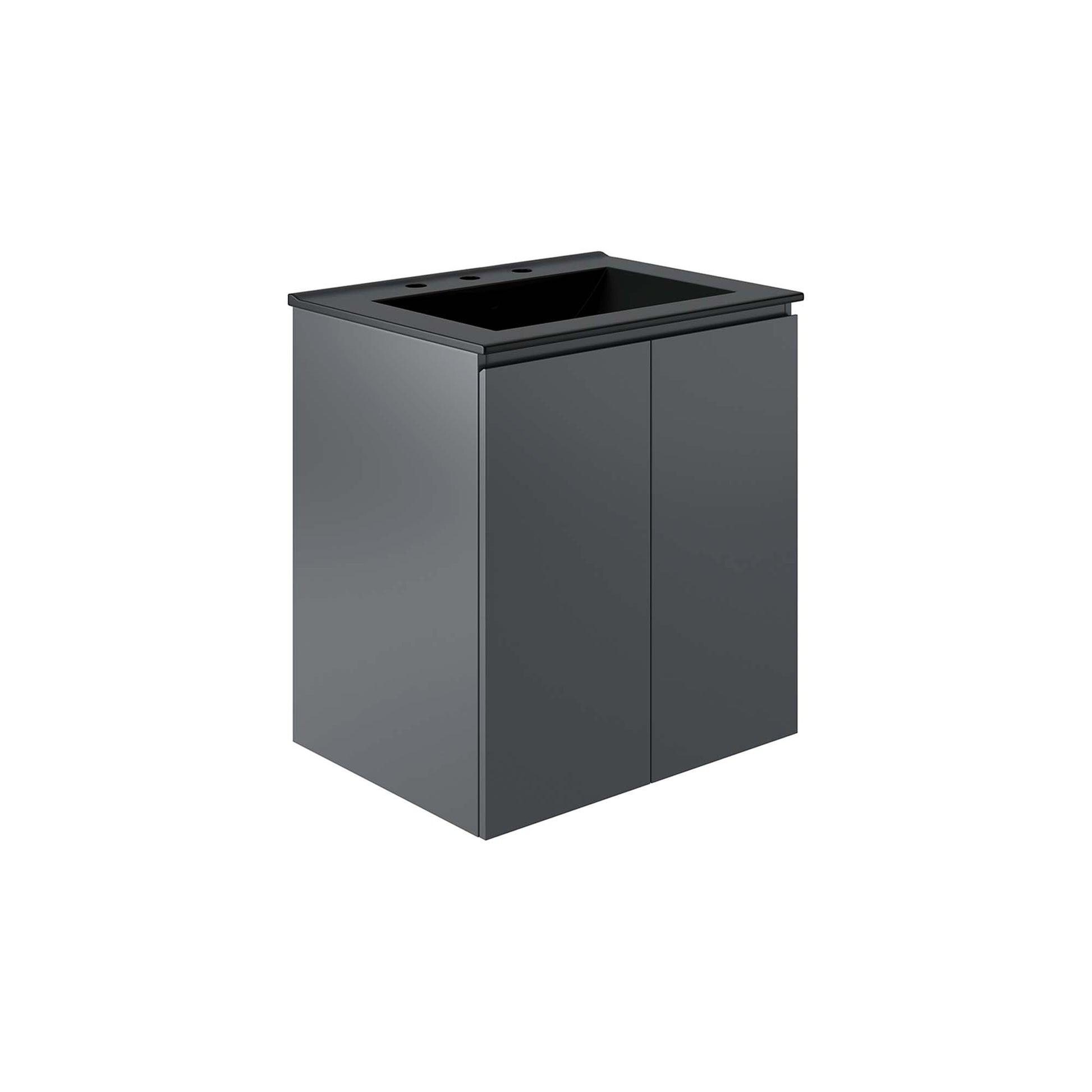 Bryn Wall-Mount Bathroom Vanity Basin Included - Gray Black