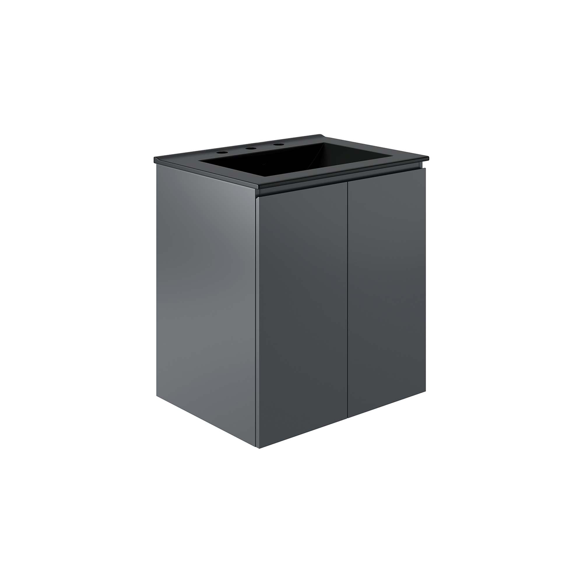 Bryn Wall-Mount Bathroom Vanity Basin Included - Gray Black