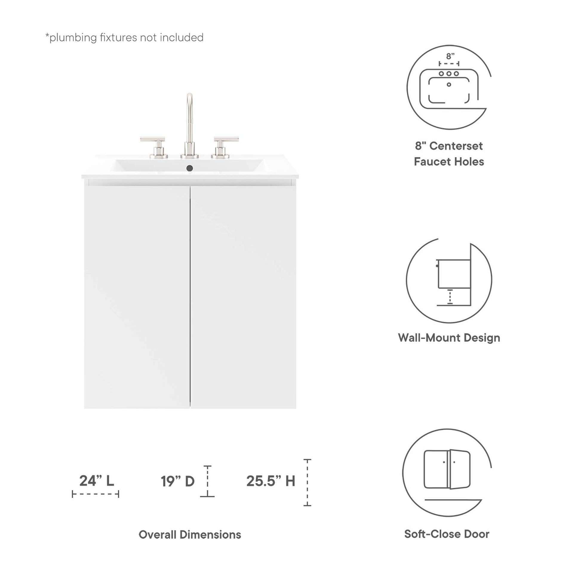 Bryn Wall-Mount Bathroom Vanity Basin Included
