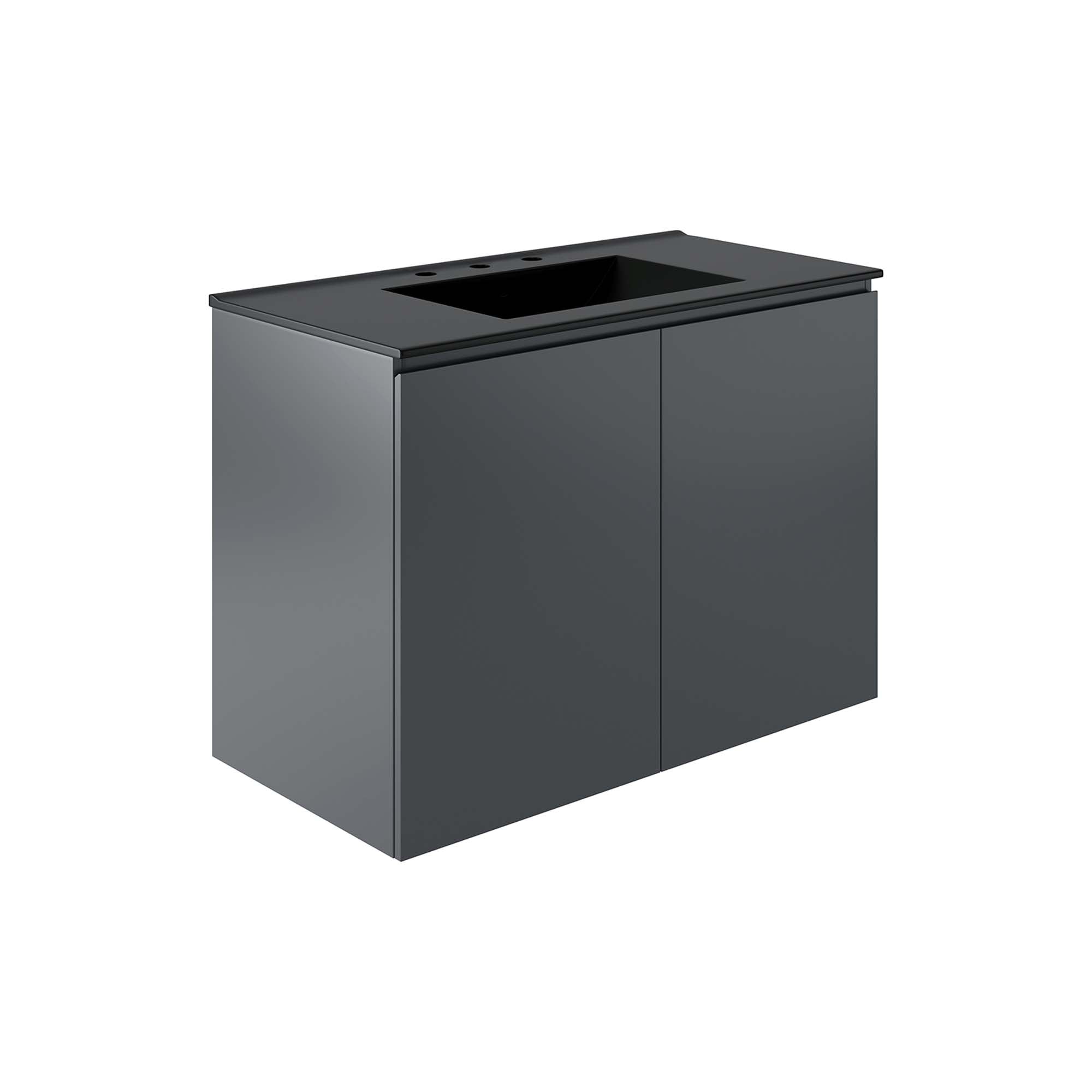 Bryn 36" Wall-Mount Bathroom Vanity - Gray Black