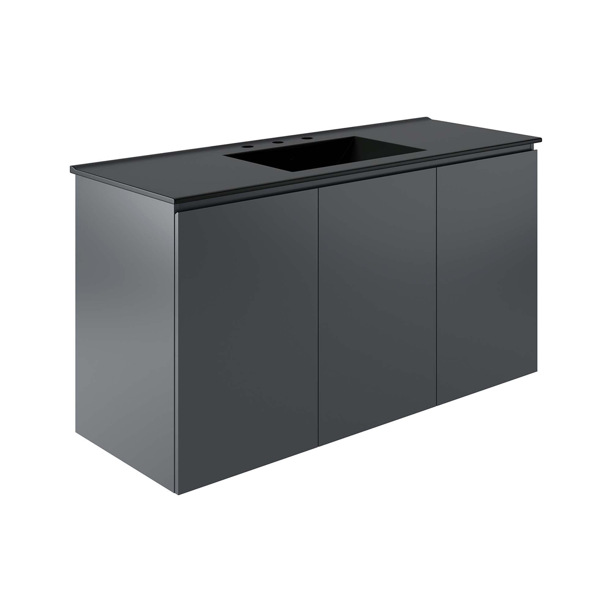 Bryn 48" Wall-Mount Bathroom Vanity - Gray Black