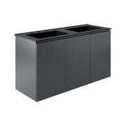 Bryn 48" Wall-Mount Double Sink Bathroom Vanity - Gray Black