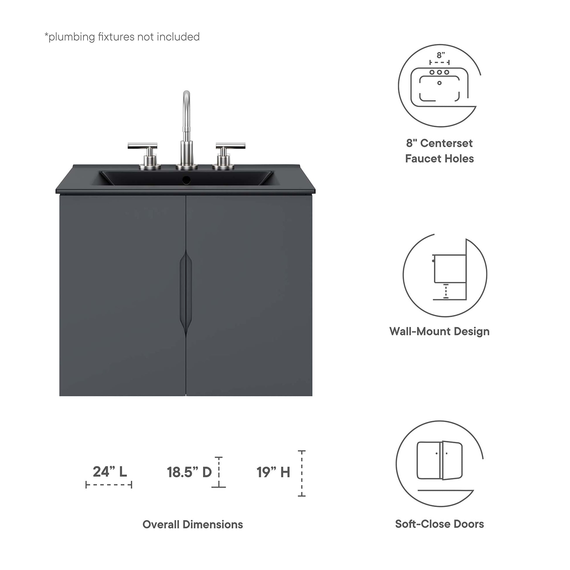 Vitality Bathroom Vanity Basin Included - Gray White