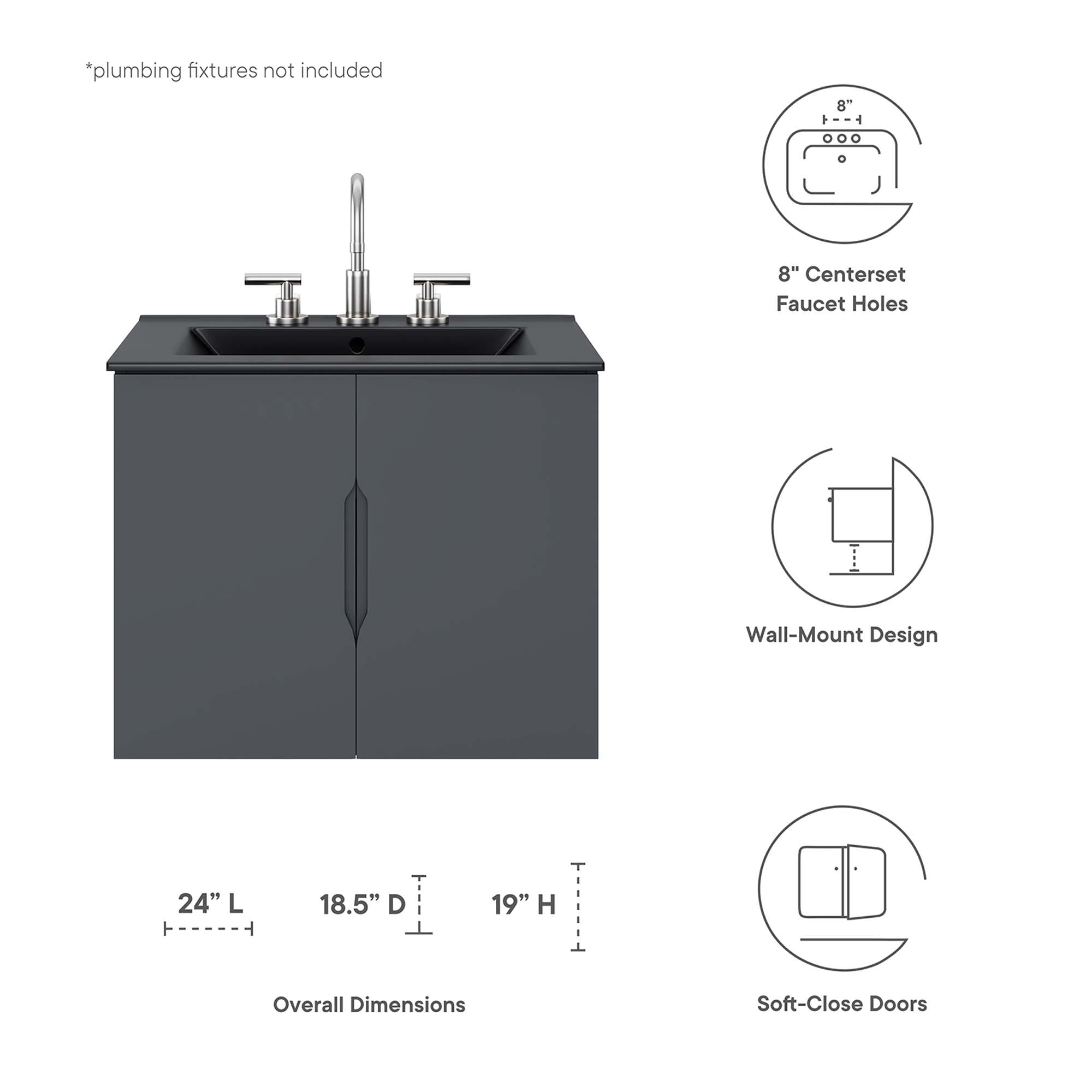 Vitality Bathroom Vanity Basin Included - Gray White