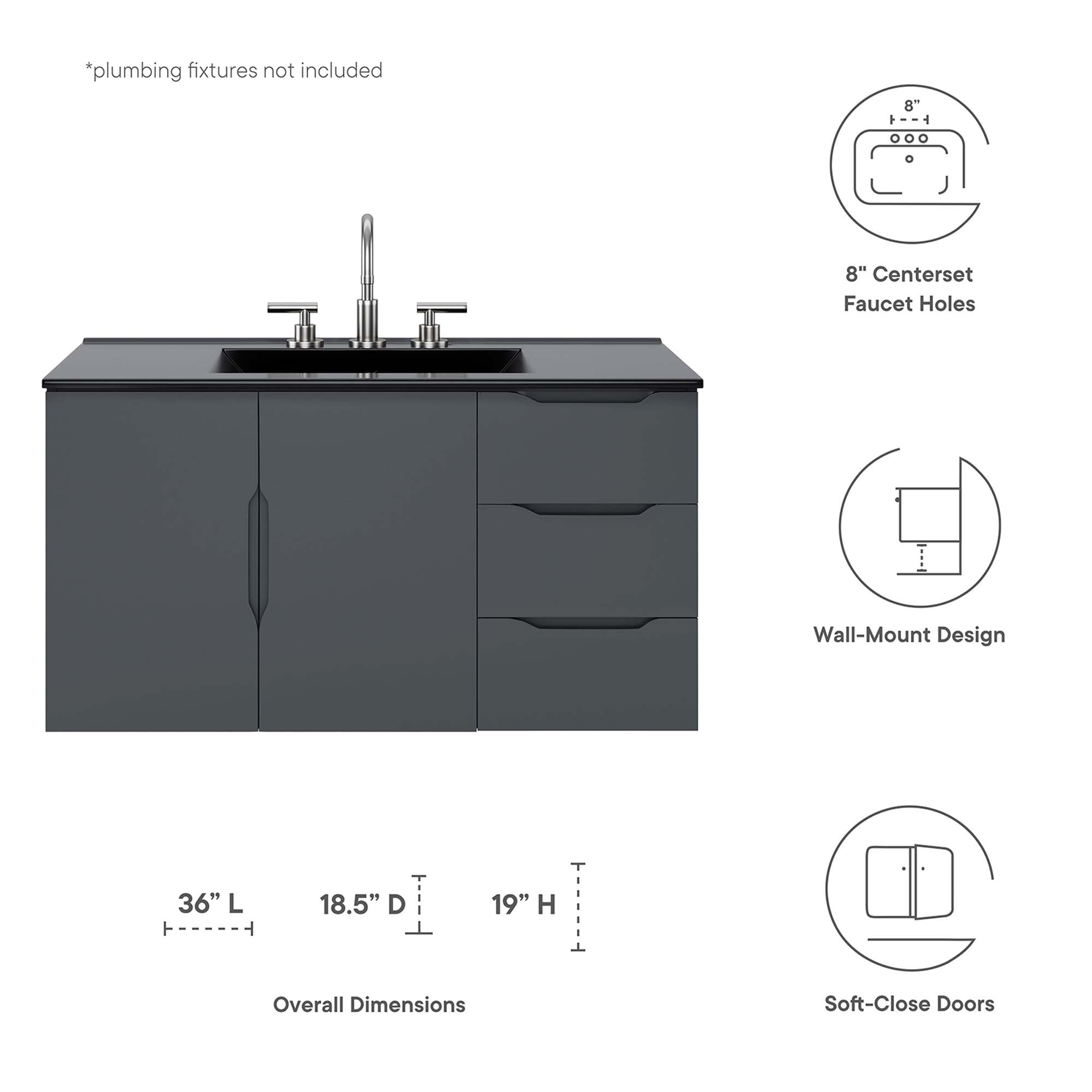 Vitality 36" Bathroom Vanity - Gray White