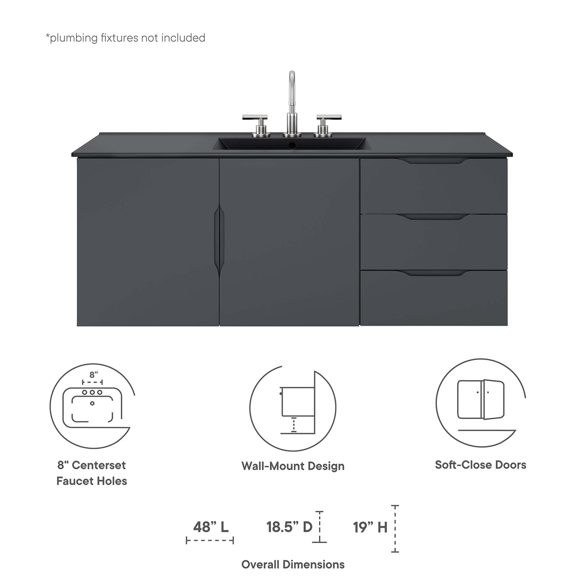 Vitality 48" Single Sink Bathroom Vanity - Gray White