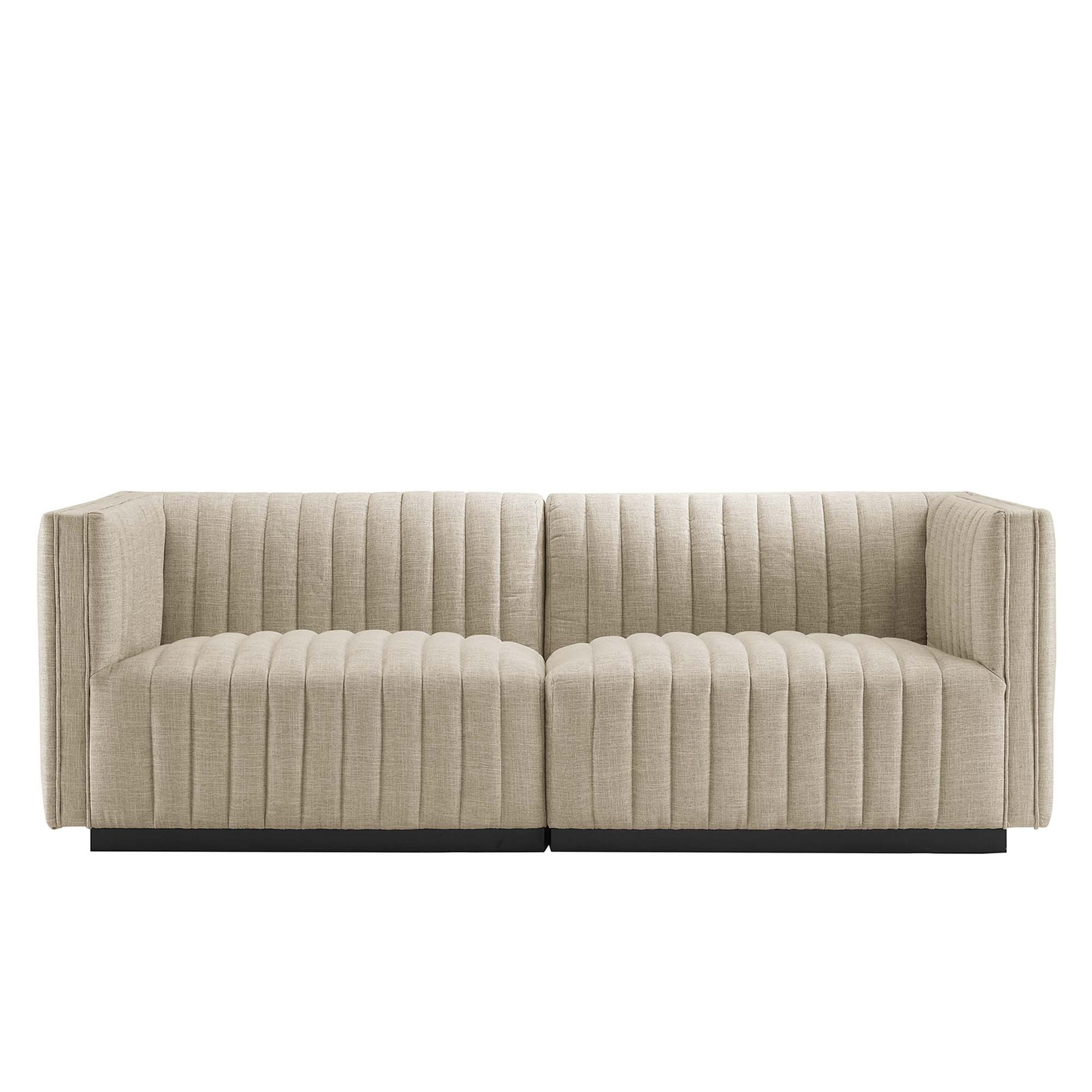 Conjure Channel Tufted Upholstered Fabric Loveseat - Black White