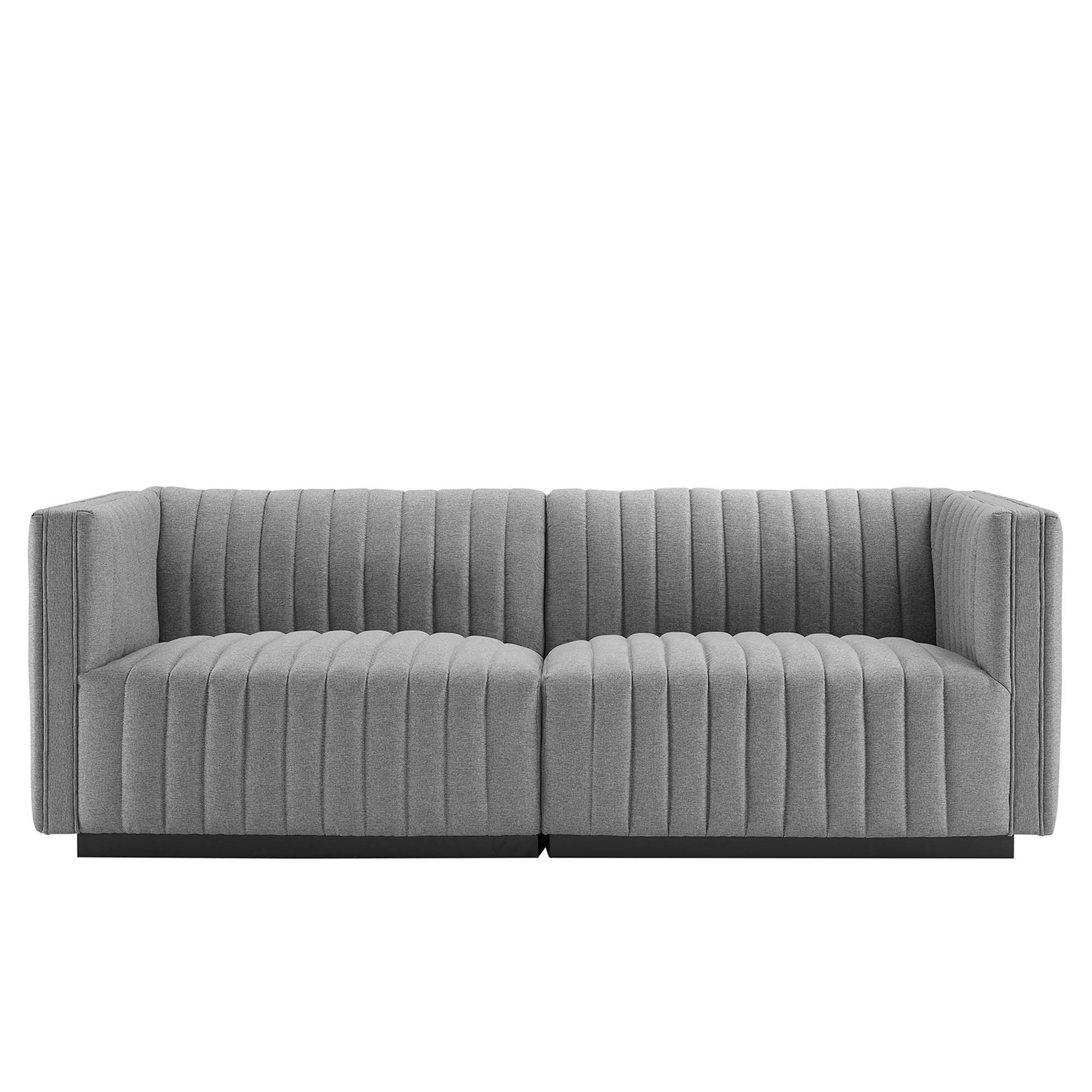 Conjure Channel Tufted Upholstered Fabric Loveseat