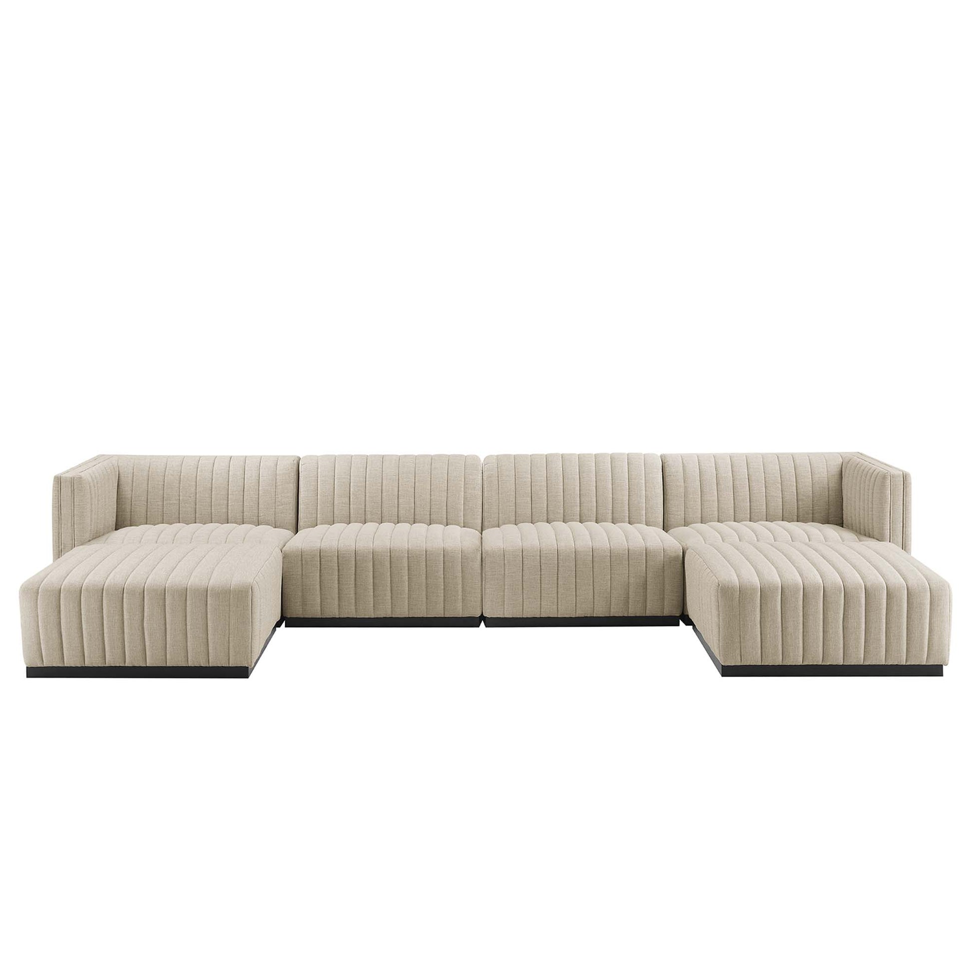 Conjure 6-Piece Channel Tufted Upholstered Fabric Sectional Sofa
