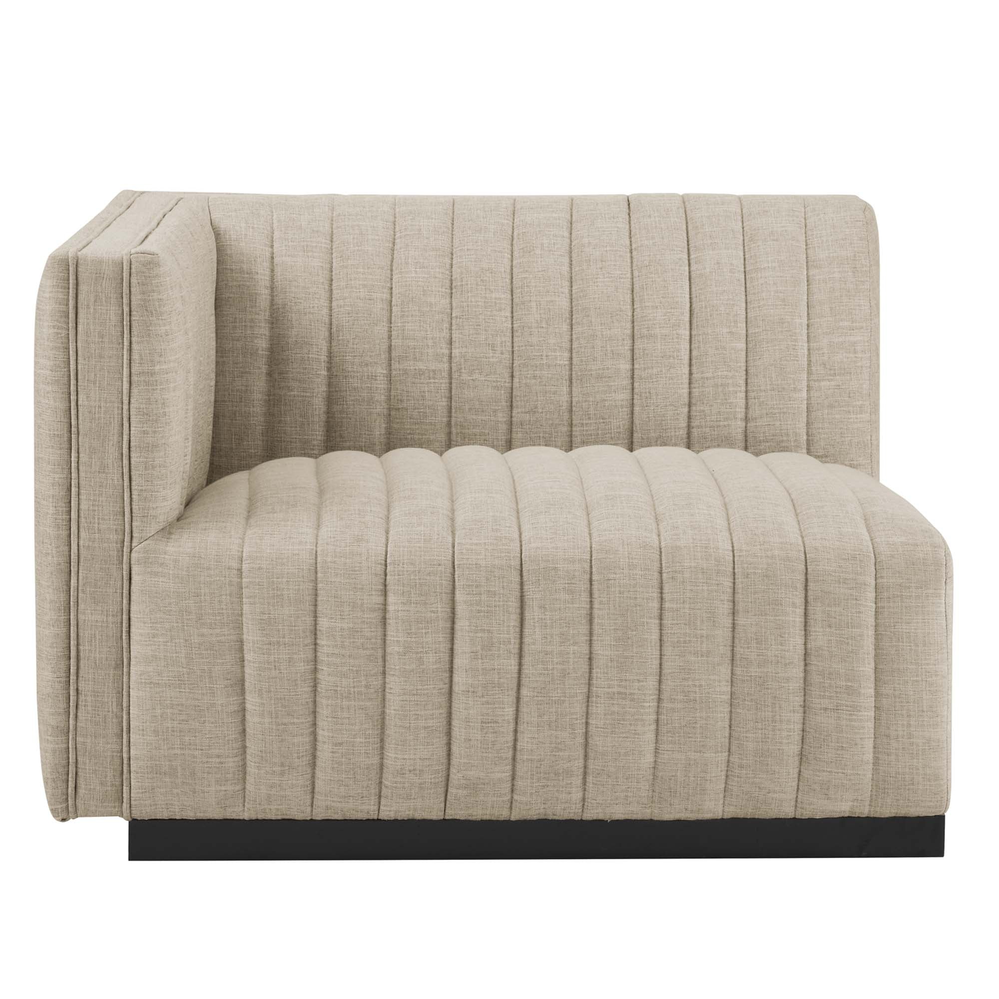 Conjure 4-Piece Channel Tufted Upholstered Fabric L-Shaped Sectional