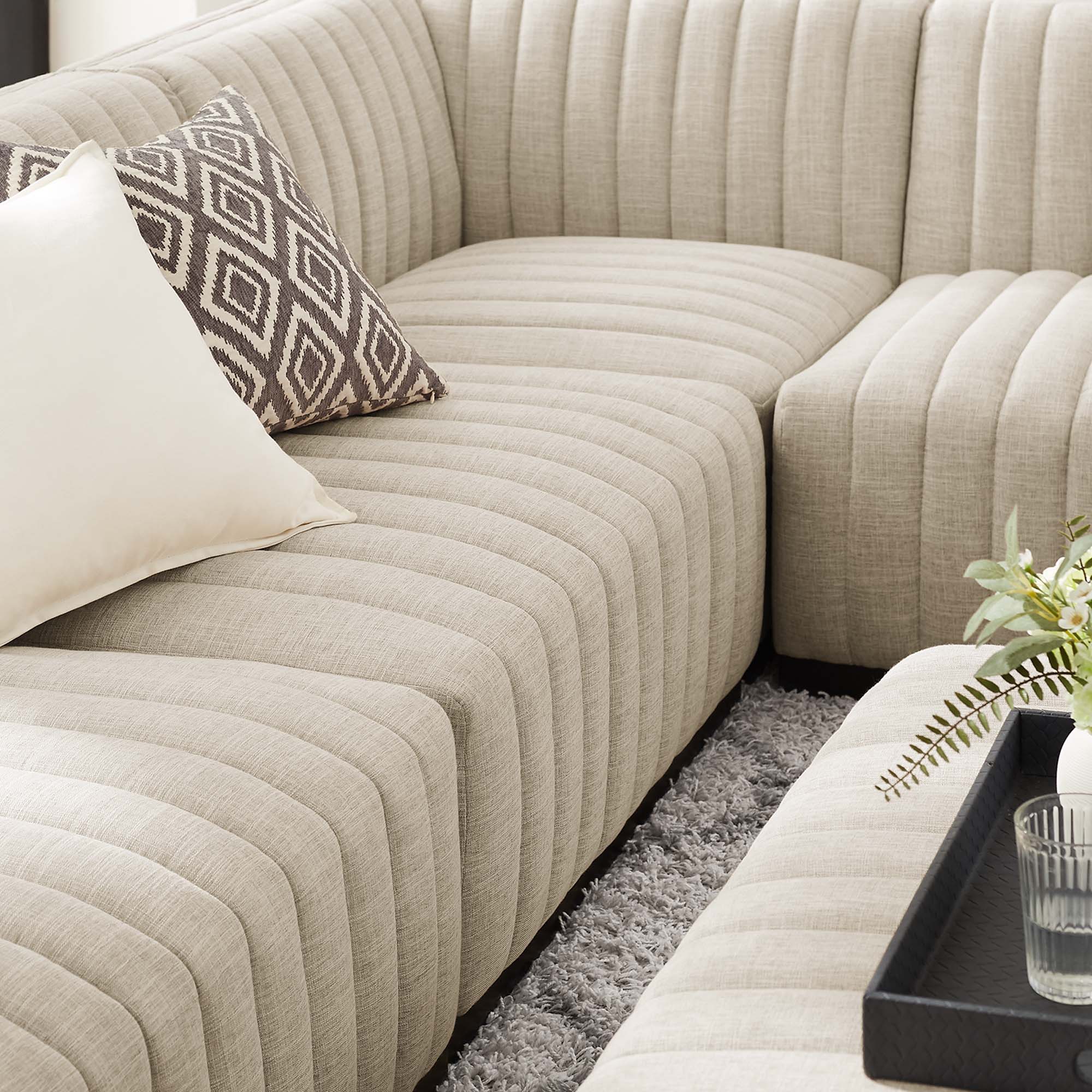 Conjure 5-Piece Channel Tufted Upholstered Fabric Sectional